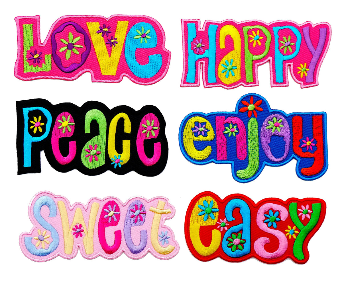 Love Iron on Patch Peace Iron on Patch Happy Sweet Easy Applique Valentine Emboidered Valentine Patch