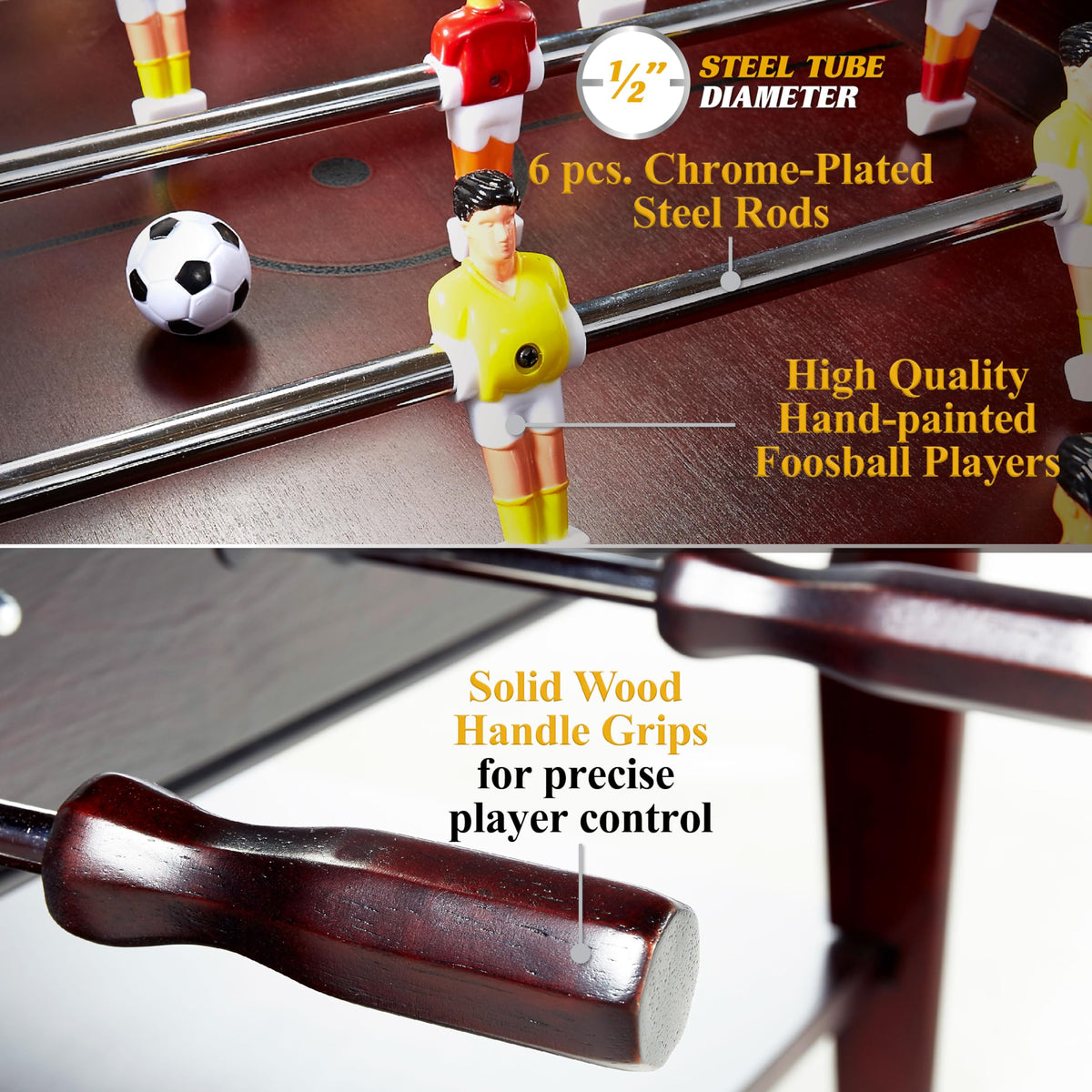 Barrington 42” Foosball Coffee Table, Durable & Stylish Contemporary Design with Tabletop Sports Soccer Balls, Perfect for Family Game Rooms