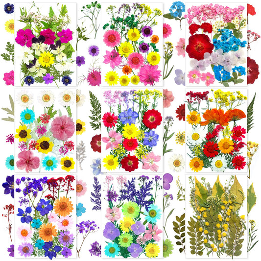MIKIYA 192Pcs Dried Pressed Flowers for Resin, Assorted Real Natural Bulk Dry Floral Leaves for DIY Art Crafts, Epoxy Molds, Jewelry, Soap, Candle Making, Nails Decors