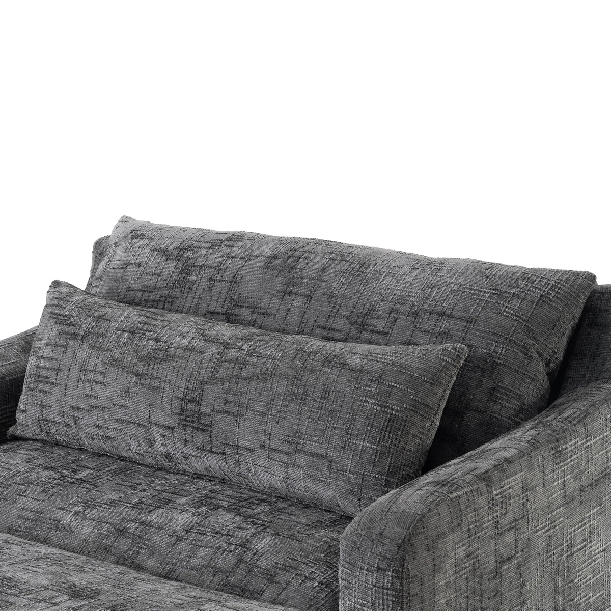 Merax Modern Indoor Chaise Lounge with Pillows, Oversized Chenille Upholstered Sleeper Sofa Bed with Armrests for Living Room, Apartment, Grey