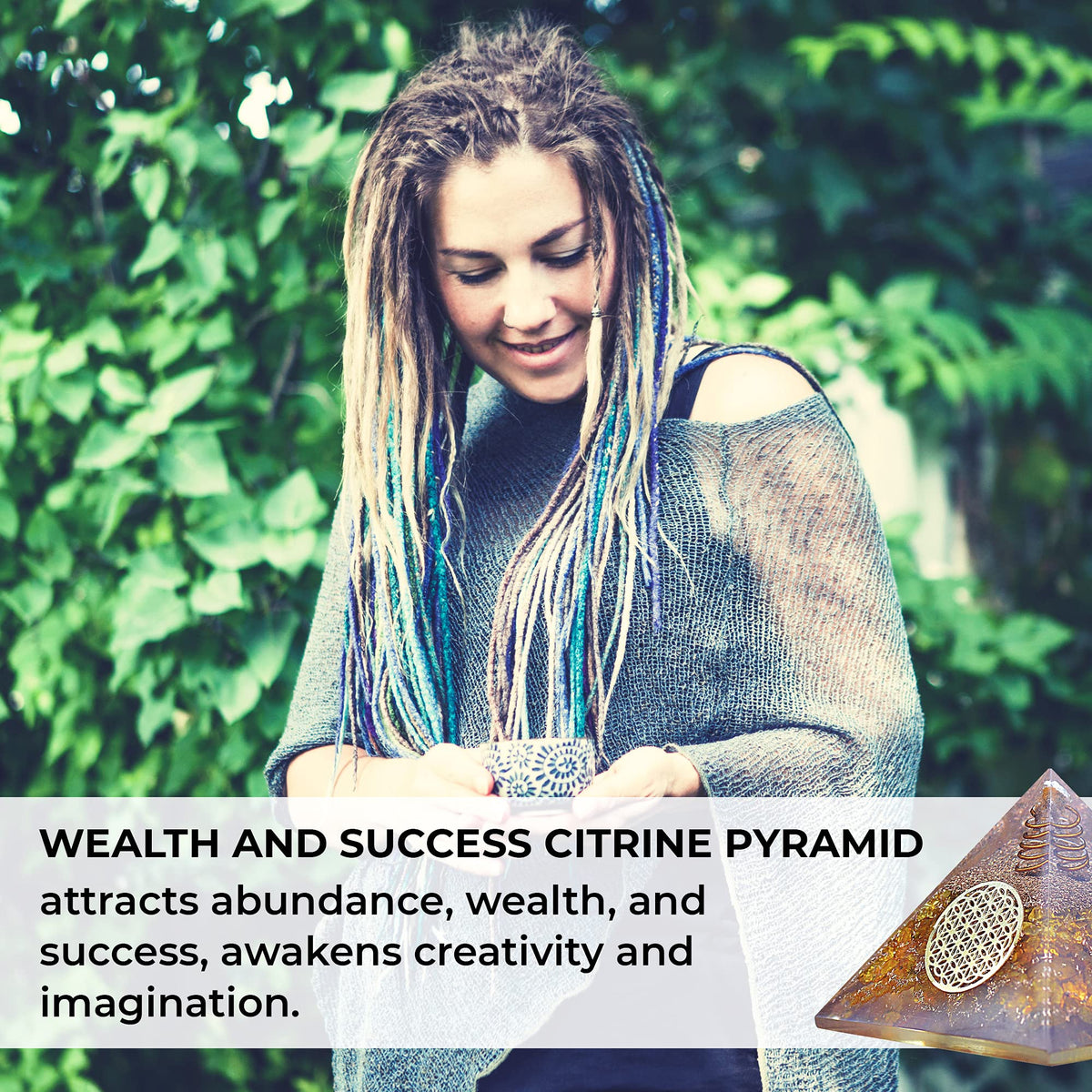 Orgonite Crystal Citrine Flower of Life Orgone Pyramid for Wealth and Success – Merchant’s Stone for Comfort and Positive Energy - Crystal Carries Power Of Sun - Handmade In India