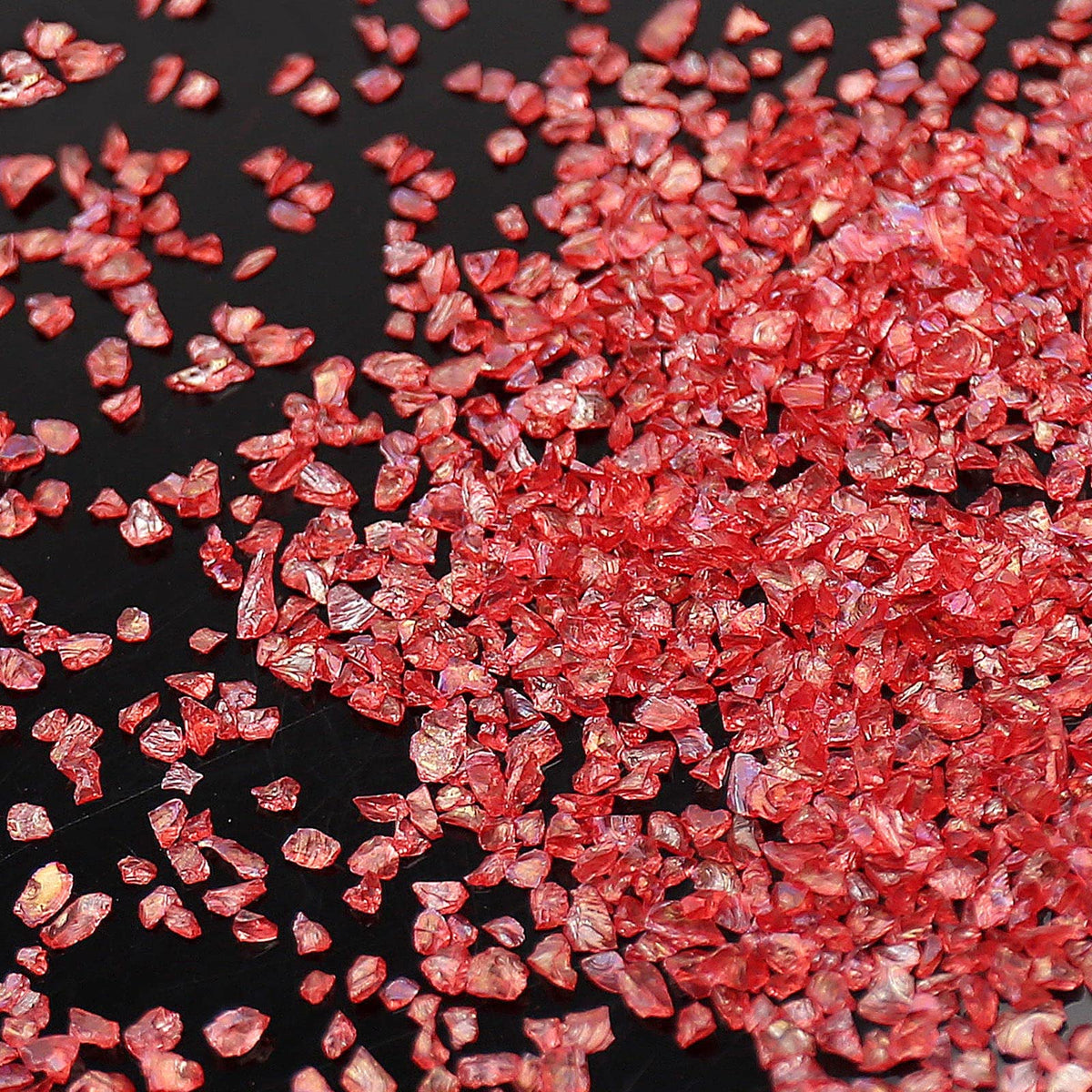 Irregular Crushed Glass Chips Sprinkles, 100g Metallic Chunky Glitter Stones for Nail Art, Resin Mold Filler, DIY Crafts, Vase Filler, Jewelry Making (Red AB)
