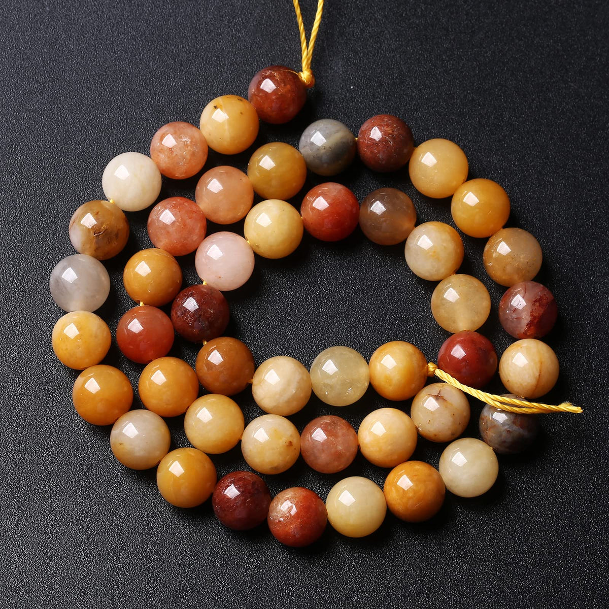 8MM 46PCS Natural Stone Golden Thread Jade Crystal Loose Beads for Jewelry Making DIY Bracelet Necklace 1 Strand 15’’