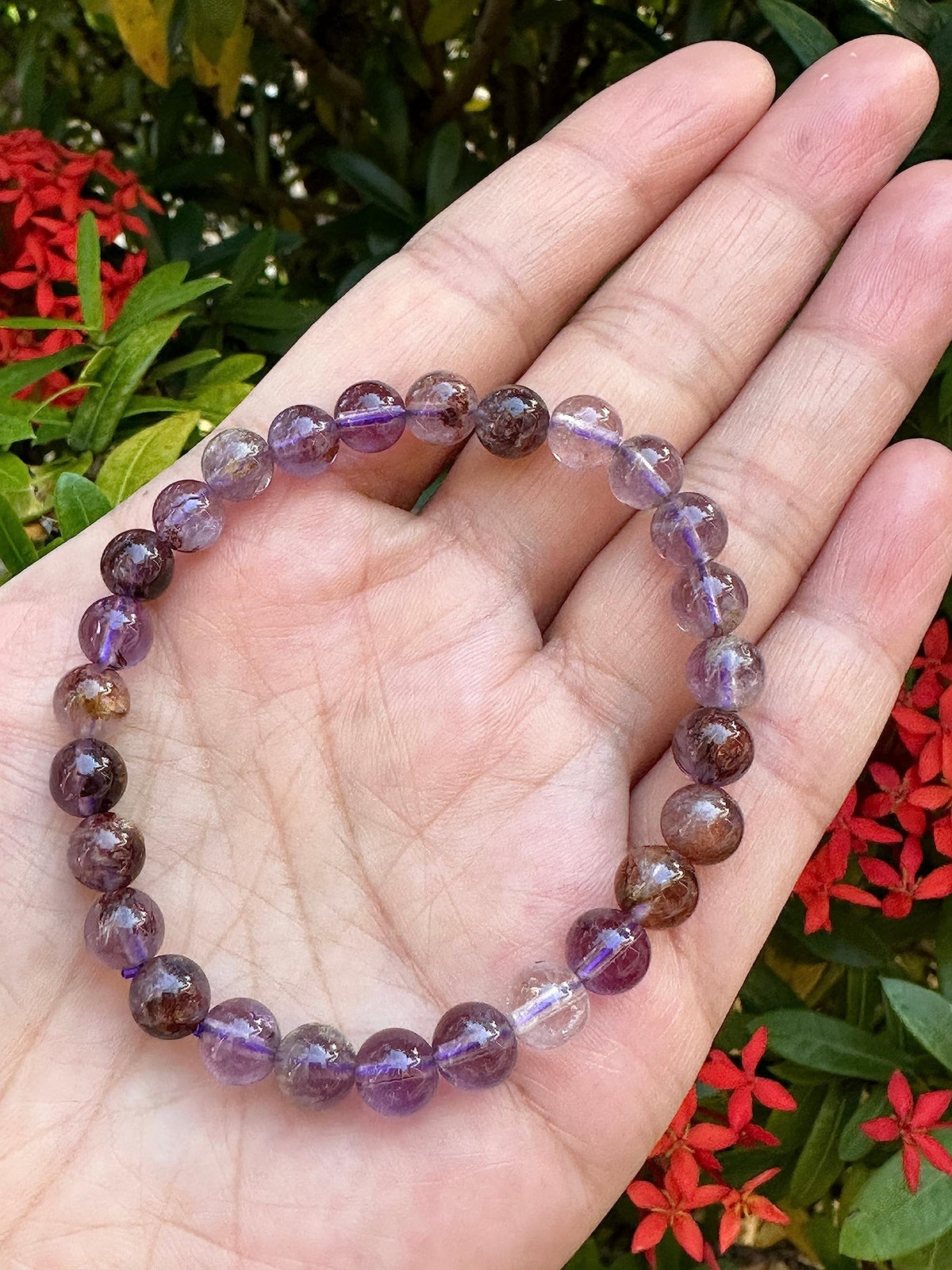 GAF TREASURES Super 7 Crystal Bead Bracelet 7-8mm, Genuine Super 7 Stretch Gemstone Bracelet, Healing Crystal Bracelet, Gift for Men & Women (1)