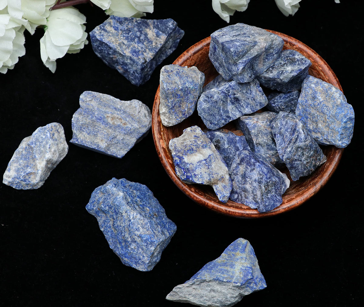 Crocon 1LB Lapis Lazuli Rough Bulk Natural Stone Raw Gemstone Tumbling Cabbing Polishing Mining Chakra Balancing Reiki Healing Good Luck Home Office Decor