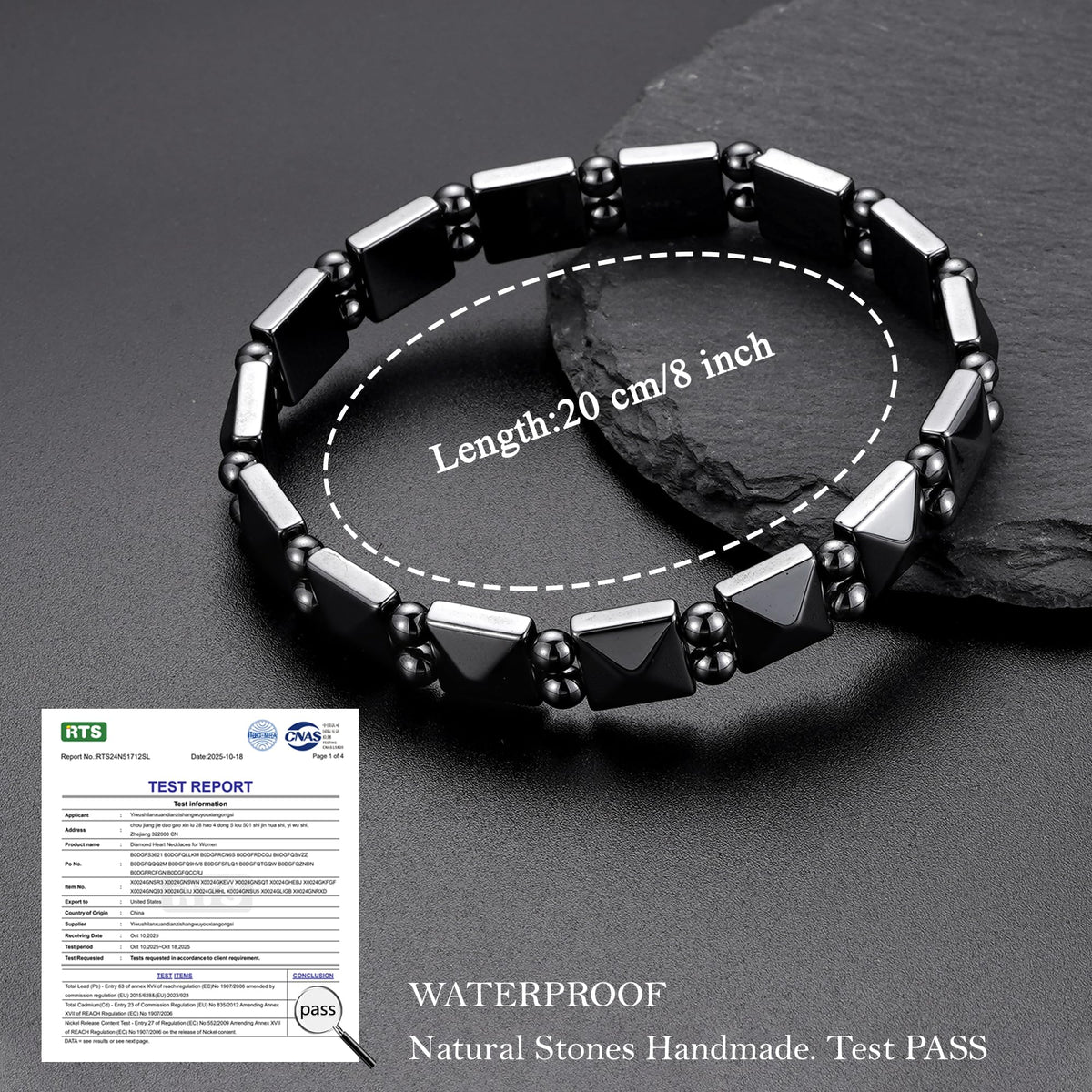 HEYOLL Hematite Bracelet Men Natural Stones Handmade Bracelets Hematite Stone Healing Bracelet, Mens Bracelet Gifts for Husband Brithday Valentines Day Gifts for Men