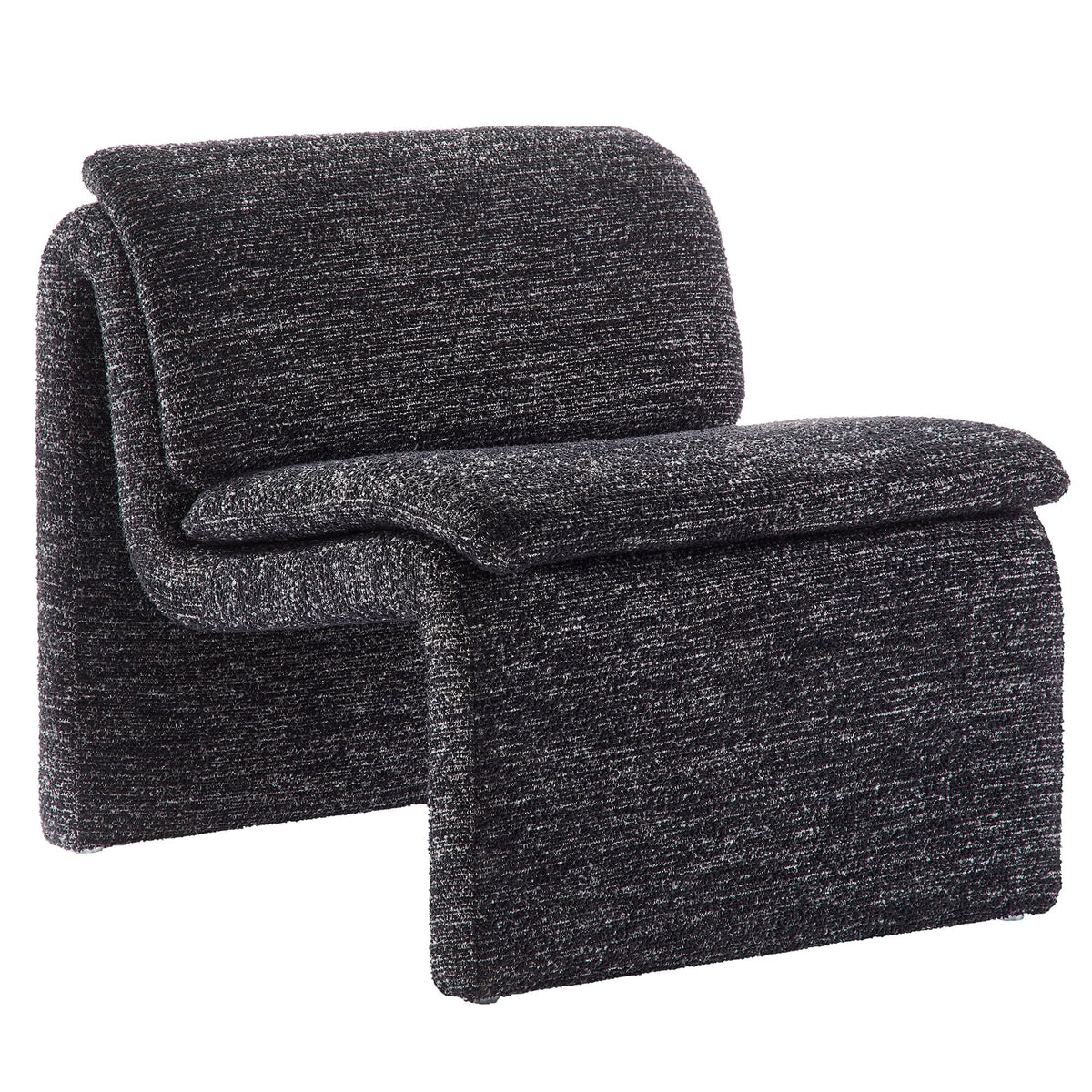 Modway Lume Curved Lounge Chair in Charcoal Boucle Fabric – Modern Upholstered Armless Accent Chair with Padded Cushion - Unique Slipper Chair for Bedroom or Living Room