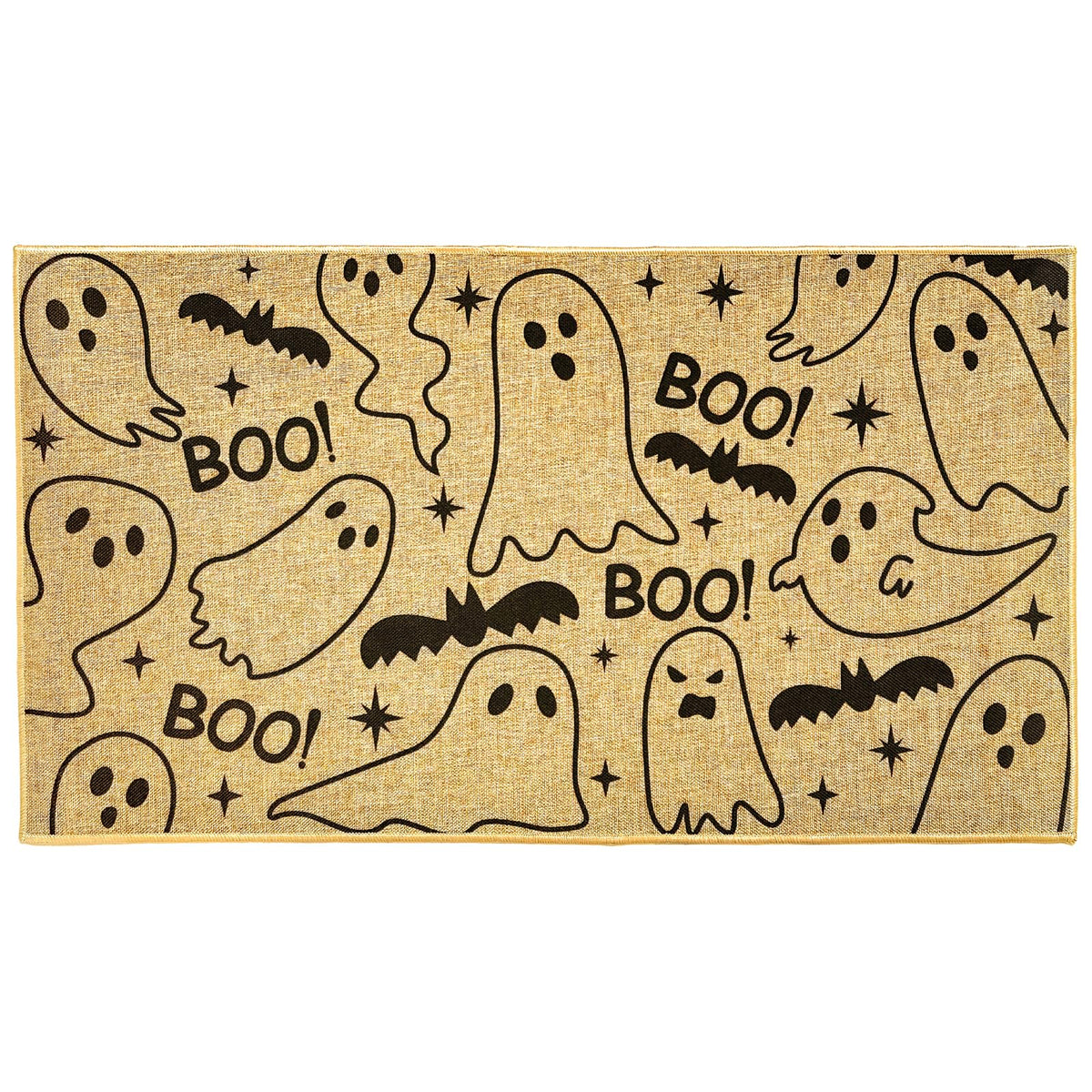 Kazova Ghost Doormat Boo 17x30 Inch Non Slip Washable Linen Indoor Outdoor Rug for Couples Introvert Funny Unwelcome Front Door Entryway