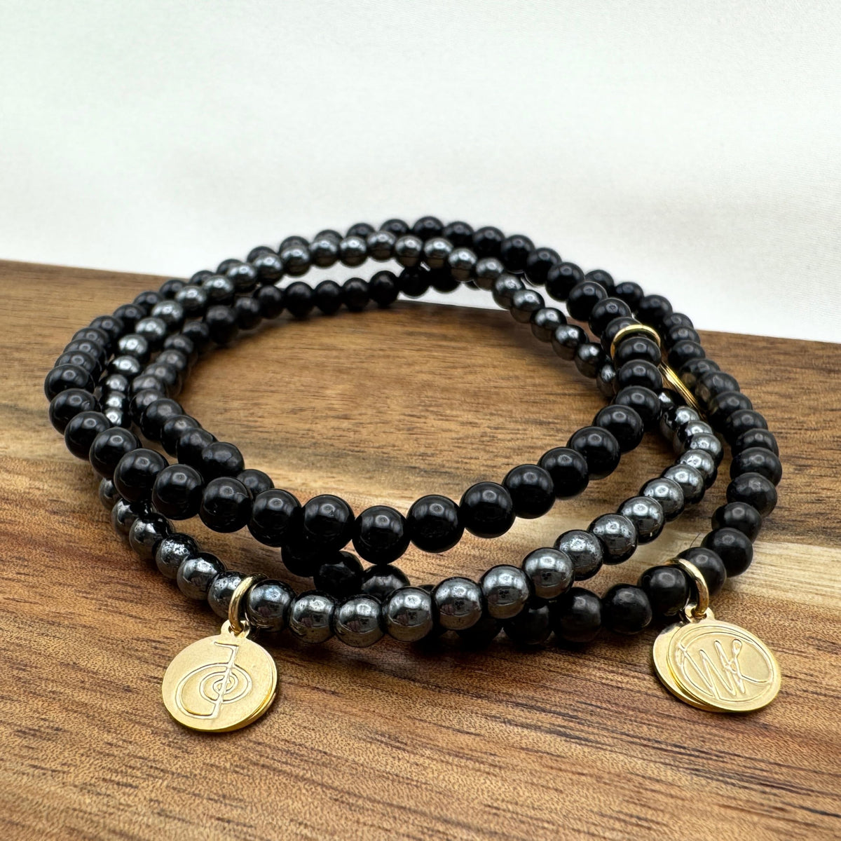 Protection Crystal Bracelet Stack 4mm – Healing Stone Beaded Bracelets – Black Tourmaline, Shungite, and Hematite, Spiritual Energy Jewelry for Shielding Negativity, Energetic Armor– Elastic, Unisex, Gift-Ready