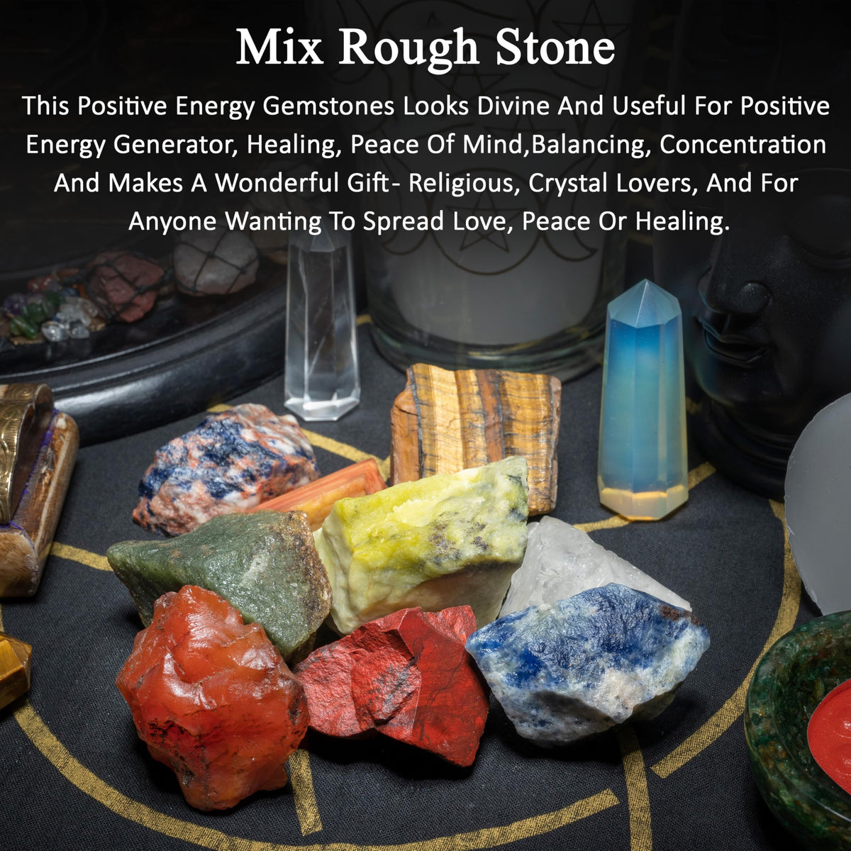 Crocon 2LB Assorted Rough Bulk Natural Stone Raw Gemstone Tumbling Cabbing Polishing Gem Mining Chakra Balancing Reiki and Crystal Healing Good Luck Home Office Décor