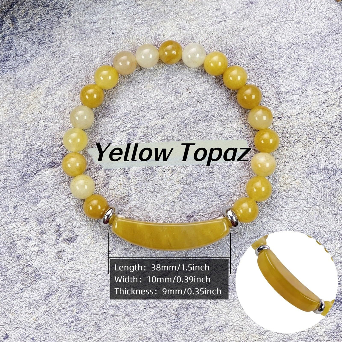 EDEN'S CALL 8mm Healing Crystal Beads Stretch Bracelet Handmade Good Luck Energy Chakra Stone Beaded Bangle, Yellow Topaz