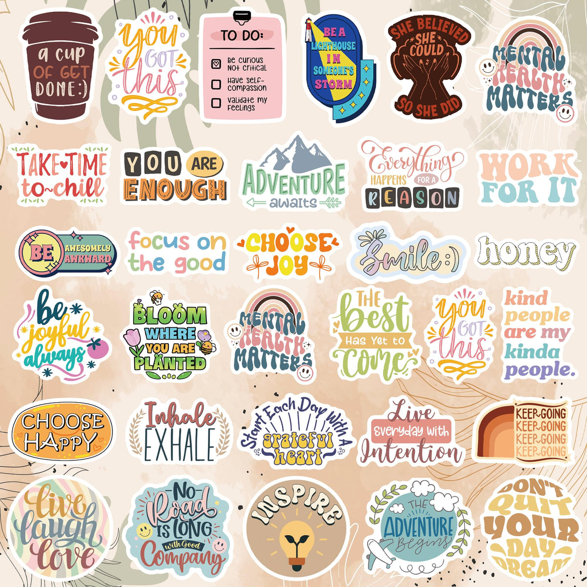 300PCS Motivational Stickers for Vision Board by Puraesla Water Bottles Laptops, Inspirational Quote Waterproof Vinyl for Journals Cups, Affirmation Boho Stickers for Women Holographic