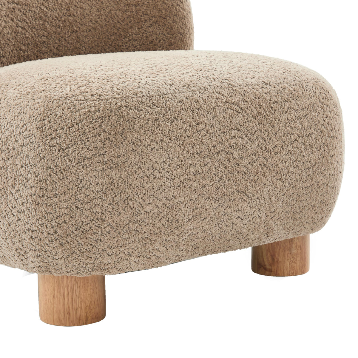 Christopher Knight Home Modern Low Profile Accent Chair for Living Room, Boucle Upholstered Armless Chair with Rubberwood Legs, Comfy Lounge Armchair, Plush Cloud-Like Seating for Bedroom, Light Brown