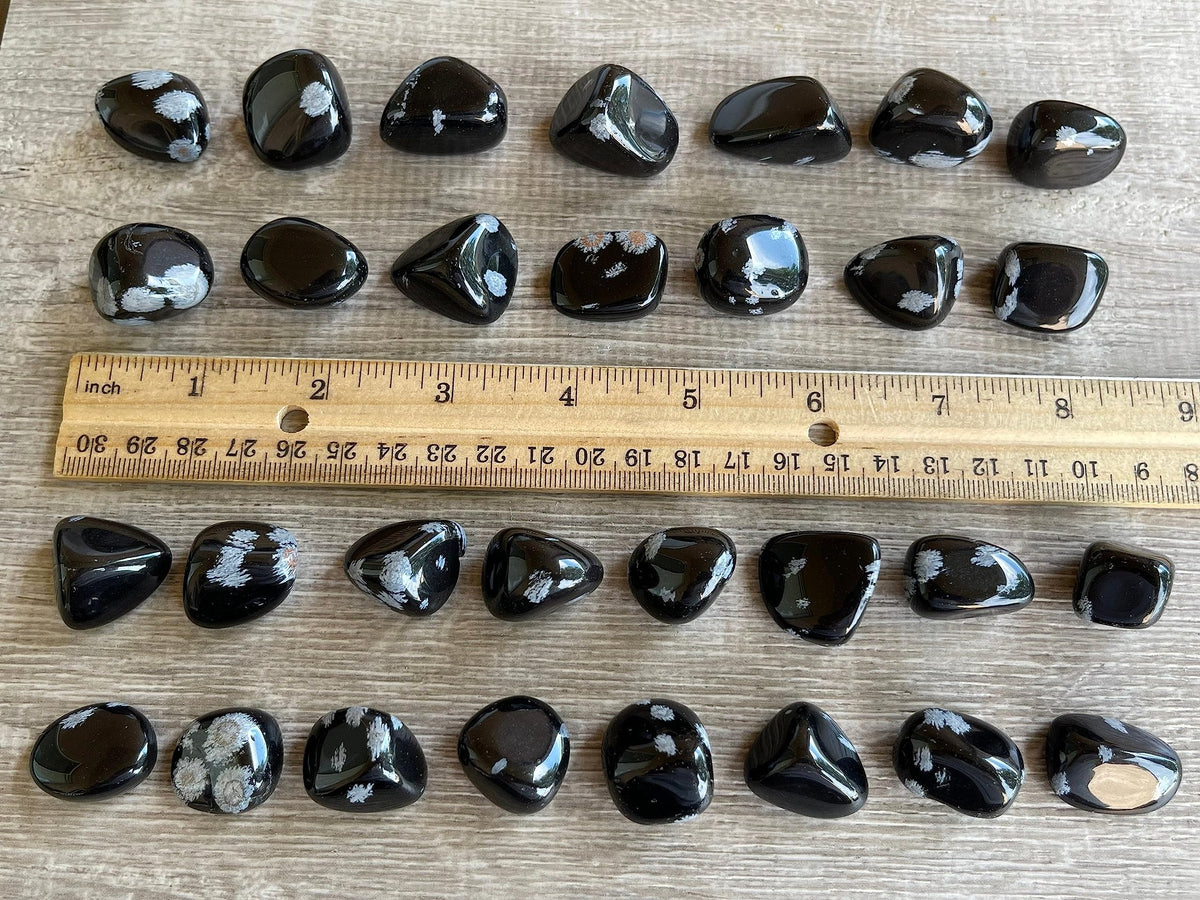 GAF TREASURES 5 Pcs Snowflake Obsidian Tumbled Stones, Polished Natural Snowflake Obsidian Gemstone, Snowflake Obsidian Healing Crystals (Snowflake Obsidian)