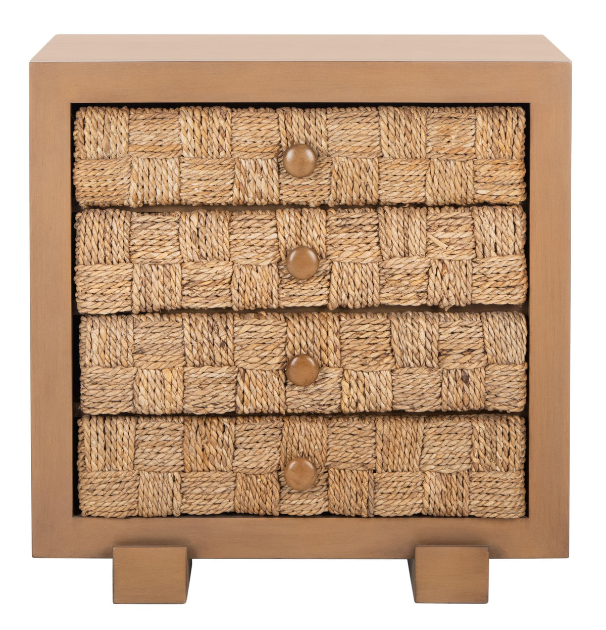 SAFAVIEH Couture Collection Rosario Natural/Dark Brown Woven 4-Drawer Accent Table Nightstand (Fully Assembled)