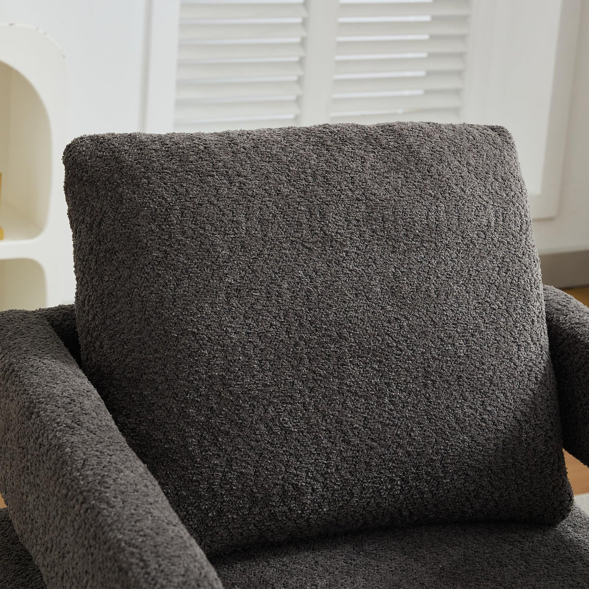 GDFStudio 29.13" Swivel Accent Chair, Modern Boucle Upholstered Armchair with Open Back, 360° Rotating Lounge Club Chair with Removable Cushion for Living Room Bedroom Hotel Office Seating, Charcoal