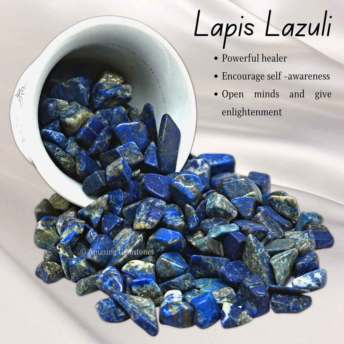 Amazing Gemstone Lapis Lazuli Crystal Chips and Tiny Crystals - Aquarium Gravel Rocks, Bulk Fish Tank Gravel, Small Tumbled Stone Chips for Decoration (Natural AAA Grade Gemstones)