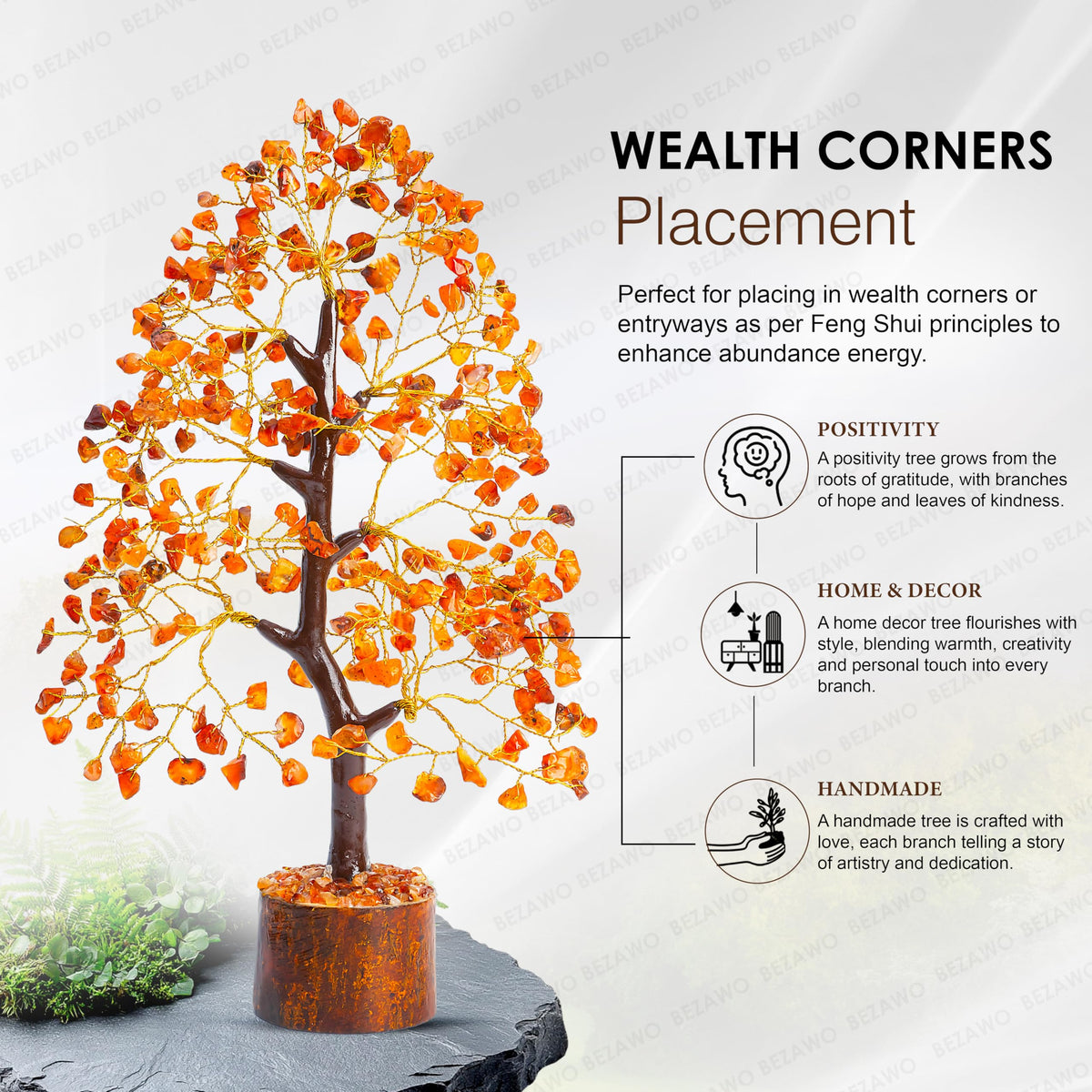 Crocon® Carnelian Crystals Tree, Birthday Gifts for Women, House Warming Gifts New Home Decor, Healing Crystals Spiritual Present, Birthday Gift for Mom, Orange Decor, Gemstones Money Tree Positivity