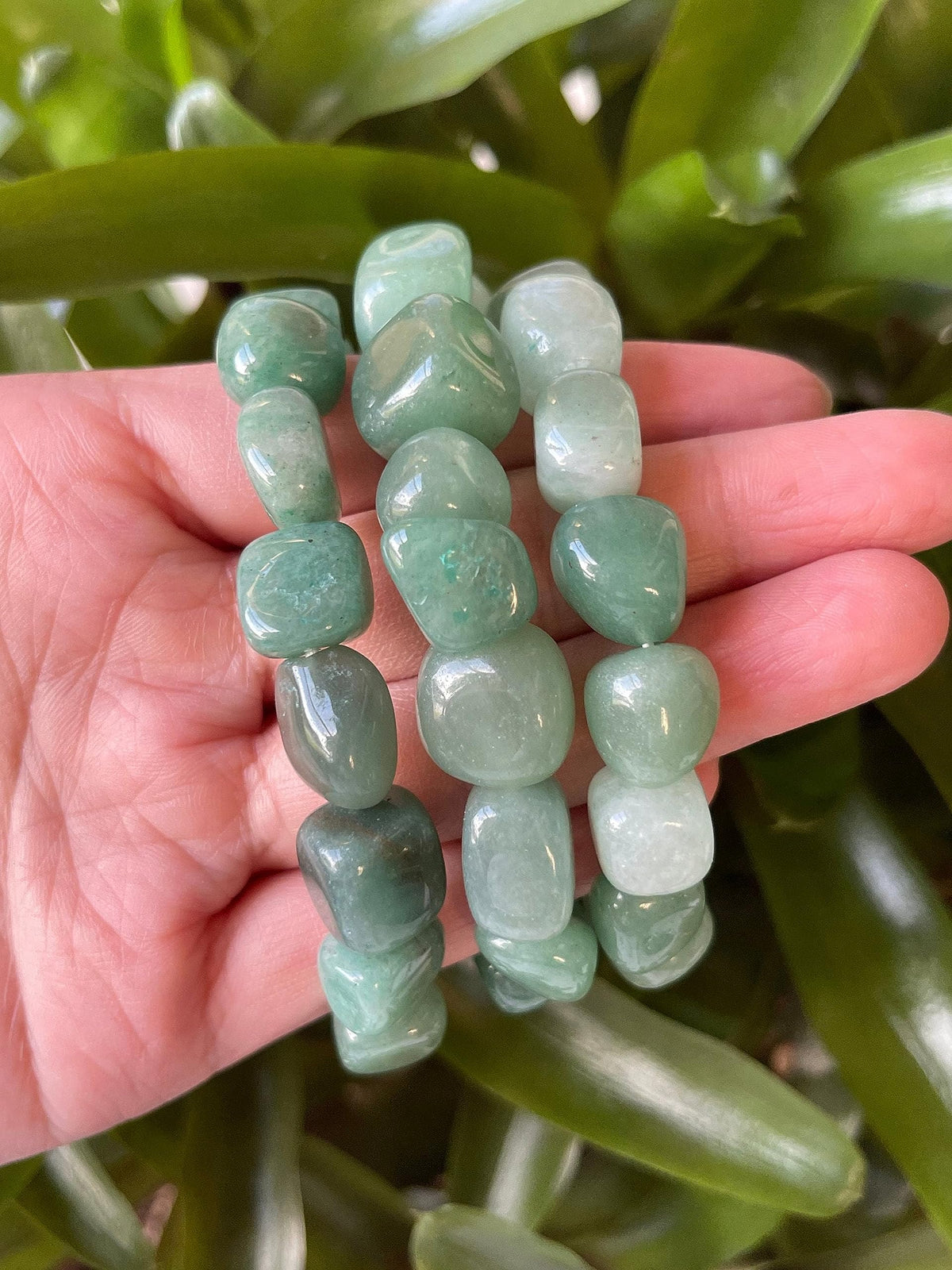 GAF TREASURES Green Aventurine Crystal Nugget Bracelet, Genuine Green Aventurine Tumbled Gemstone Bracelet, Healing Crystal Bracelet, Gift for Men & Women (1)