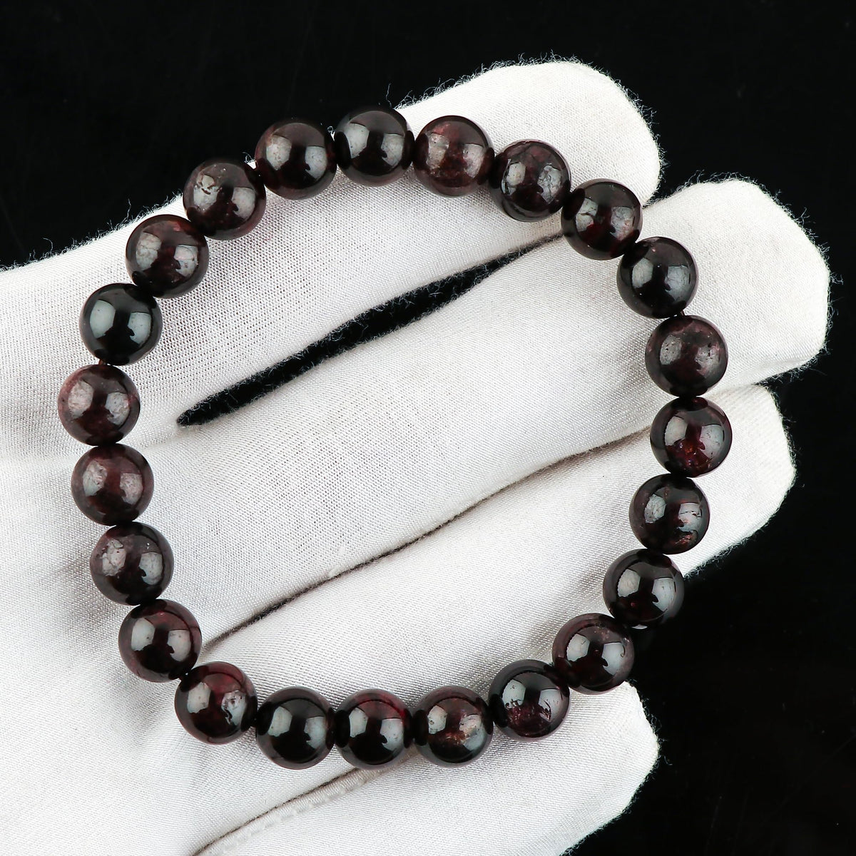 CRYSTALIS Red Garnet Bracelet for Boosting Love Drive-Confidence and Relationship - 8mm Beaded Bracelet for Women Men Unisex - Elastic Adjustable Size
