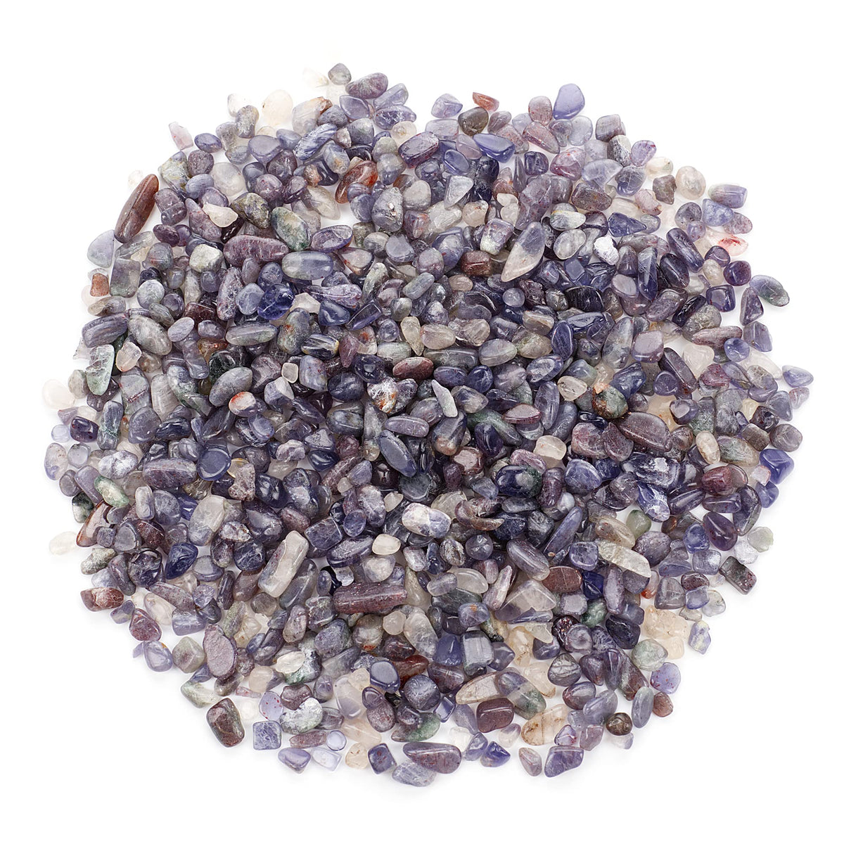 Cherry Tree Collection 1/2 Pound Polished Tumbled Gemstone Chips, Pebbles, Crystal Chips Bulk for Jewelry Making, Healing, Plants, Succulents, Aquariums, Decoration, Chakra (Iolite)