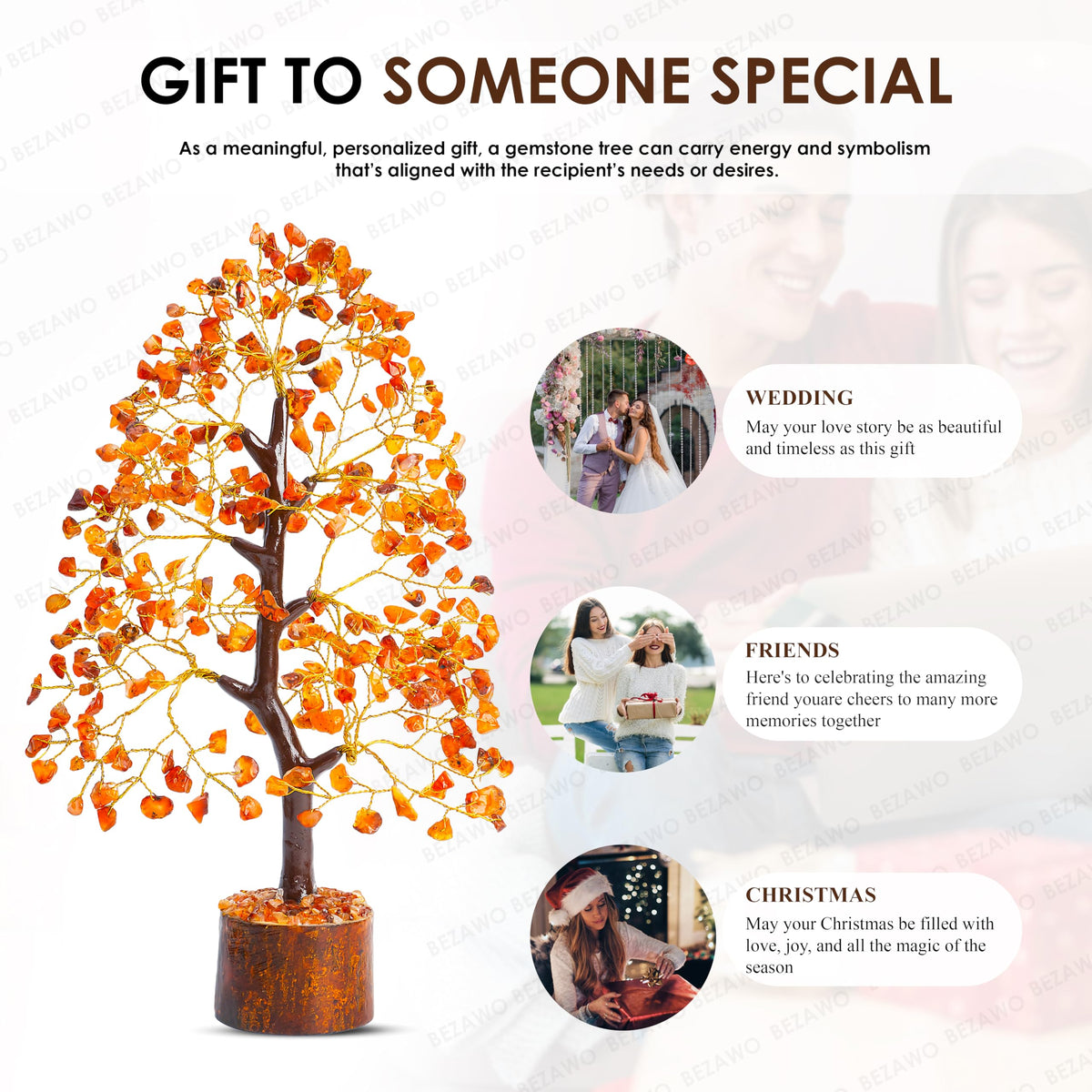 Crocon® Carnelian Crystals Tree, Birthday Gifts for Women, House Warming Gifts New Home Decor, Healing Crystals Spiritual Present, Birthday Gift for Mom, Orange Decor, Gemstones Money Tree Positivity