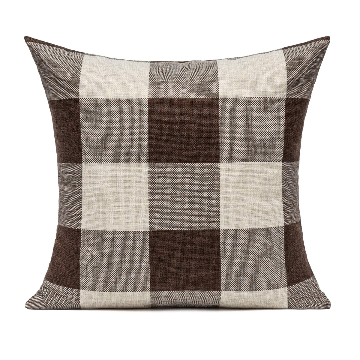 VAKADO 20x20 Inch Set of 2 Brown/Coffee Buffalo Plaids Throw Pillow Covers Retro Classic Check Cotton Linen Square Cushion Cases Farmhouse Home Decor for Couch Sofa Patio Bedroom