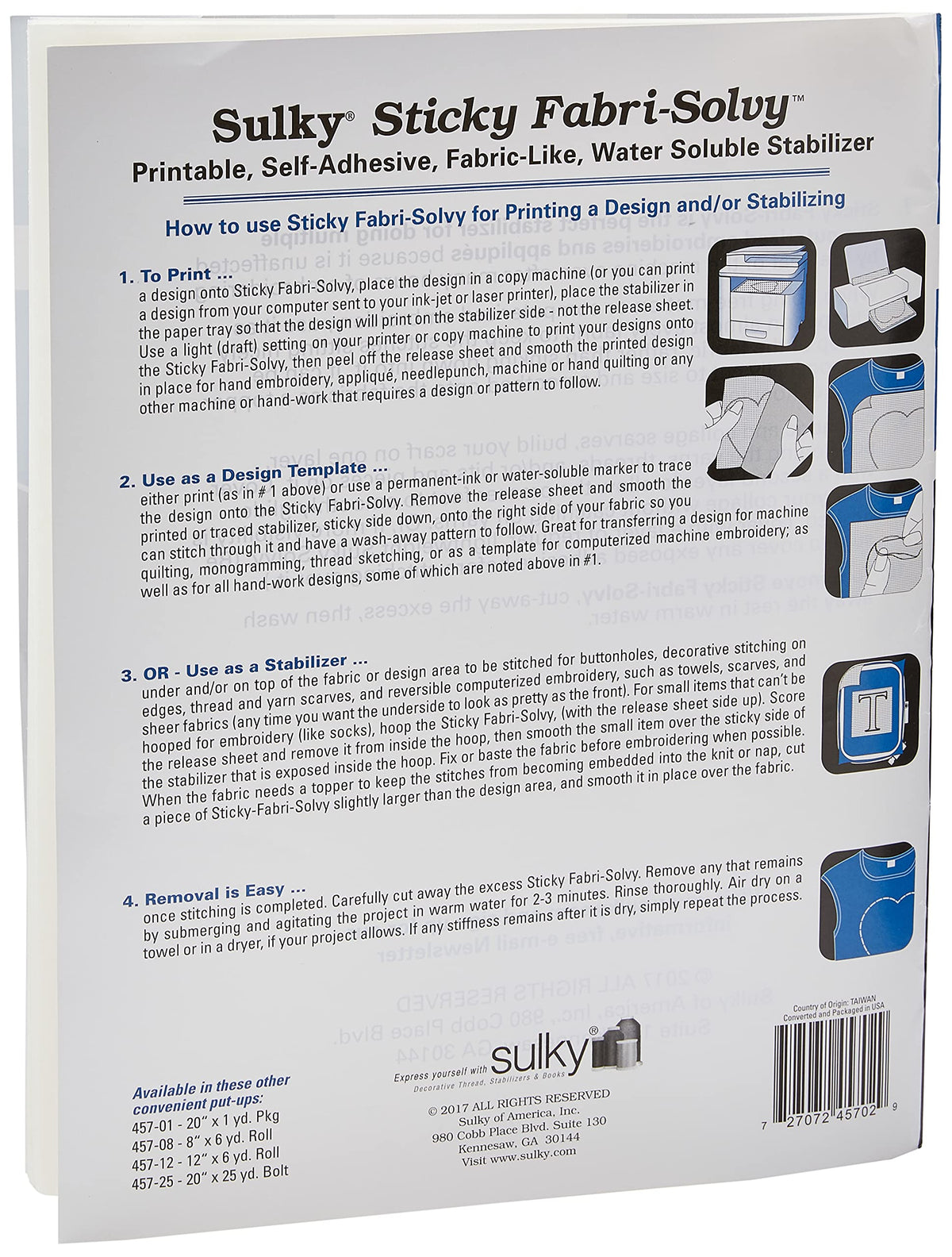 Sulky Sticky Fabri-Solvy Stabilizer 8.5"X11" 12/Pkg