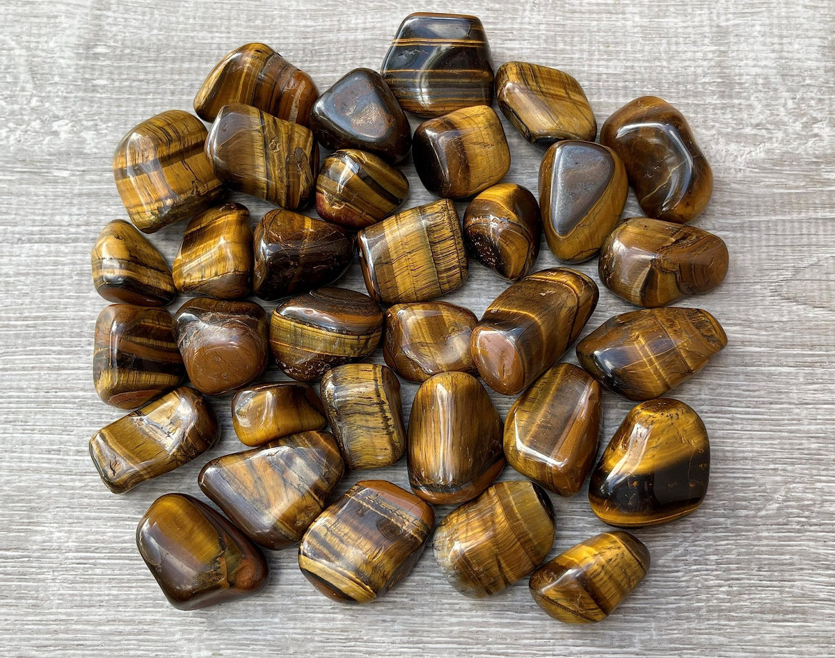 GAF TREASURES Wholesale Tiger Eye Tumbled Stones, Polished Natural Tiger Eye Gemstone, Tiger Eye Polished Rocks (Tiger Eye, 0.25 Pound)