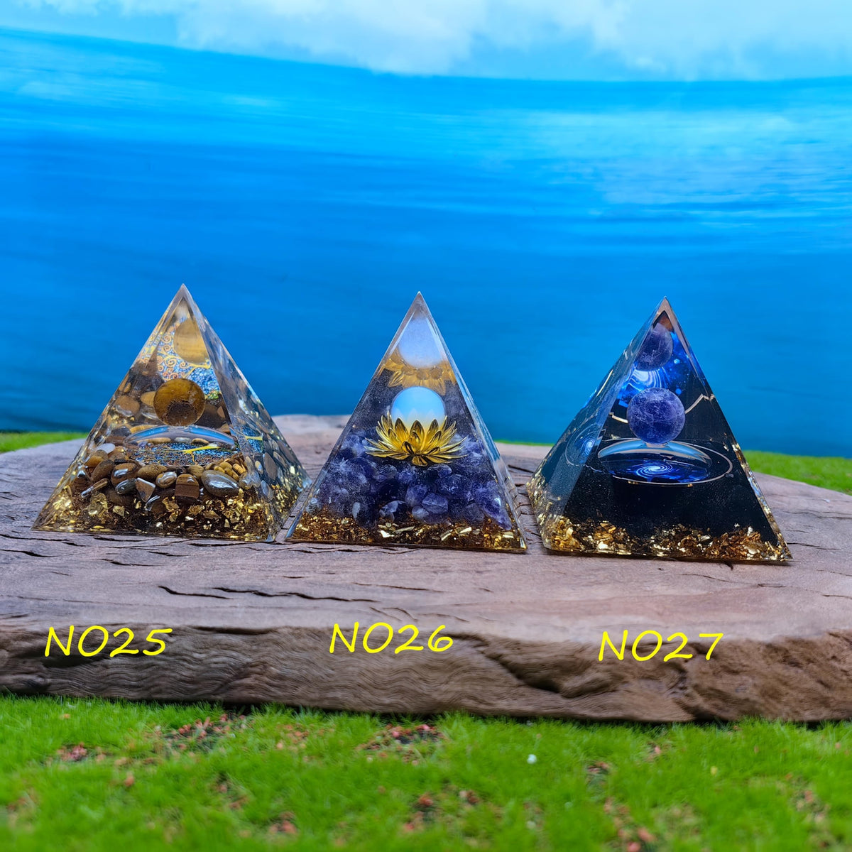 Healing Crystals Orgone Pyramid for Positive Energy, Stress Reduction, and Attracting Wealth and Luck Reduce Stress and Promote Healing with this Crystal Pyramid Home Decor (NO4,6cm)