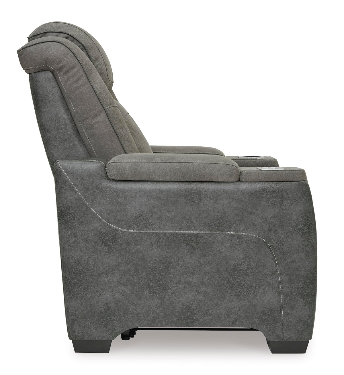 Signature Design by Ashley Next-Gen DuraPella Power Recliner with Adjustable Headrest, Storage Armrests, Wireless & USB Charging, Faux Leather, 2-Tone Gray