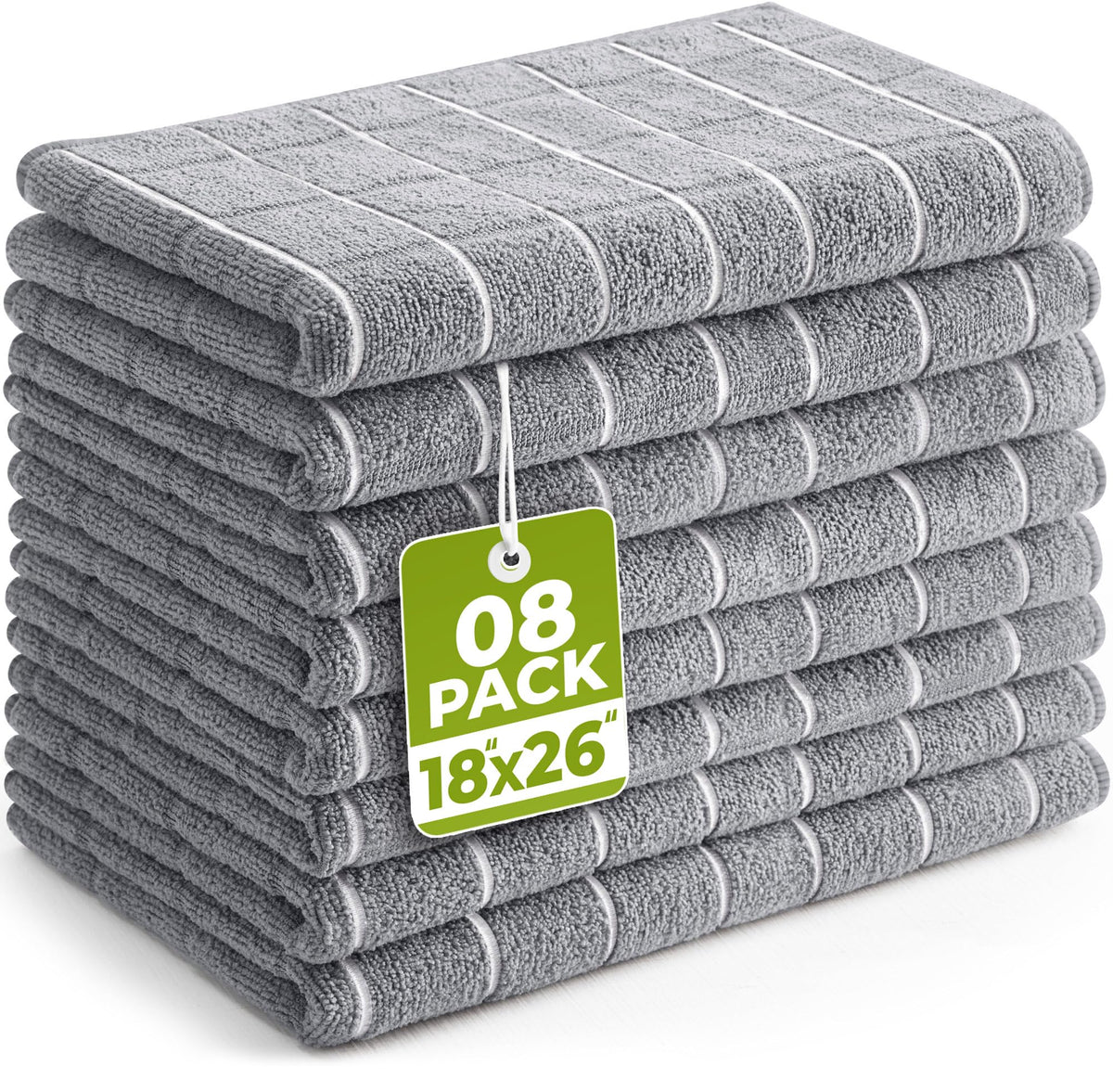 Utopia Towels - Microfiber Kitchen Towels, Super Absorbent 18 x 26 Inches, Durable, Soft, and Lint Free Dish Towels, Ideal for Cleaning Dishes, Pans, and Kitchen Appliance (8 Pack, Grey)