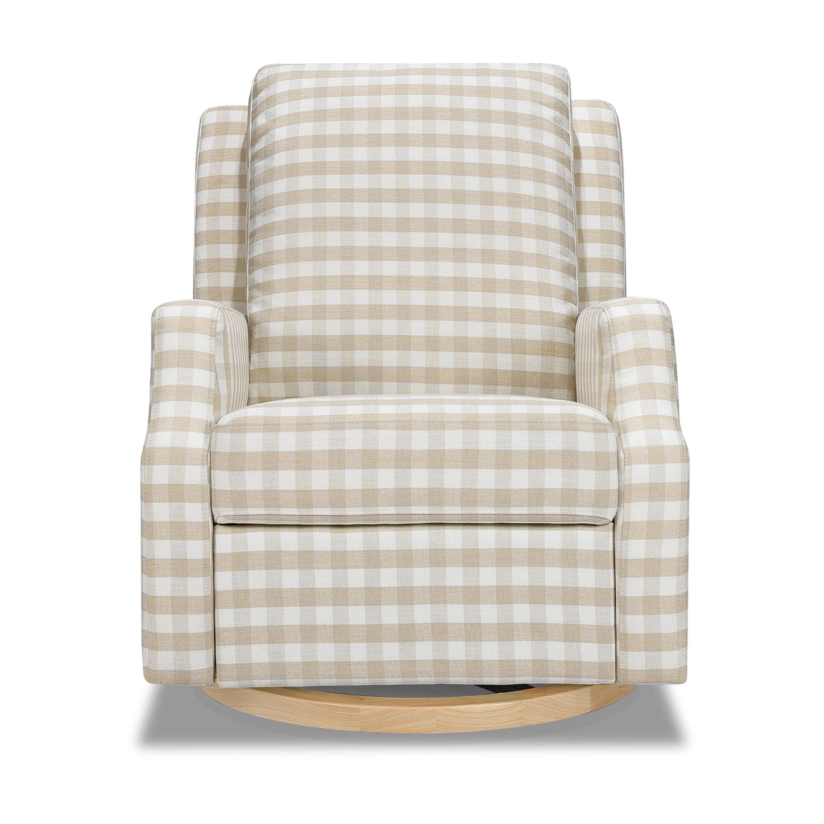 Namesake Crewe Glider Recliner Nursery Chair - GREENGUARD Gold & Certi-PUR US Certified Rocker Recliner - Glider Rocking Chair for Nursery & Living Room - Manual, 360° Swivel, Tan Gingham