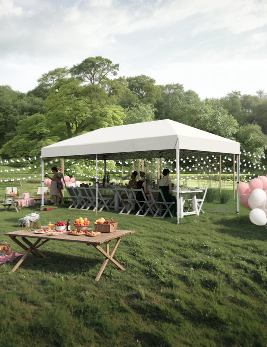 10'x 20' Pop Up Canopy for Parties, Heavy Duty Commercial Outdoor Vendor Waterproof Gazebo Shelter for Patio Events, White