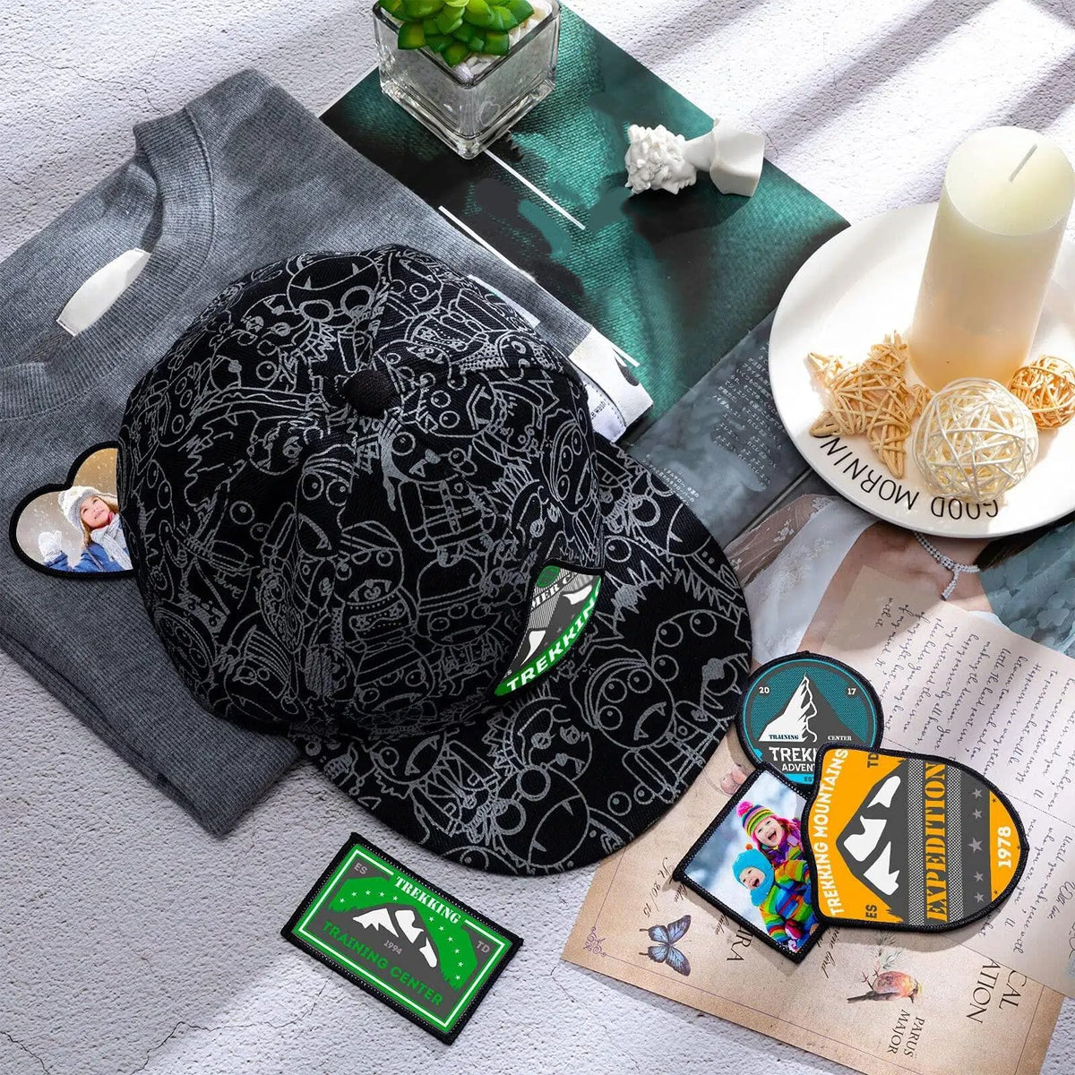 Waydress 60 Pieces Blank Sublimation Patches 6 Shapes Iron-on Blank Fabric Repair Patches Decorative for Hats Clothes Uniforms Jeans Backpacks Vest