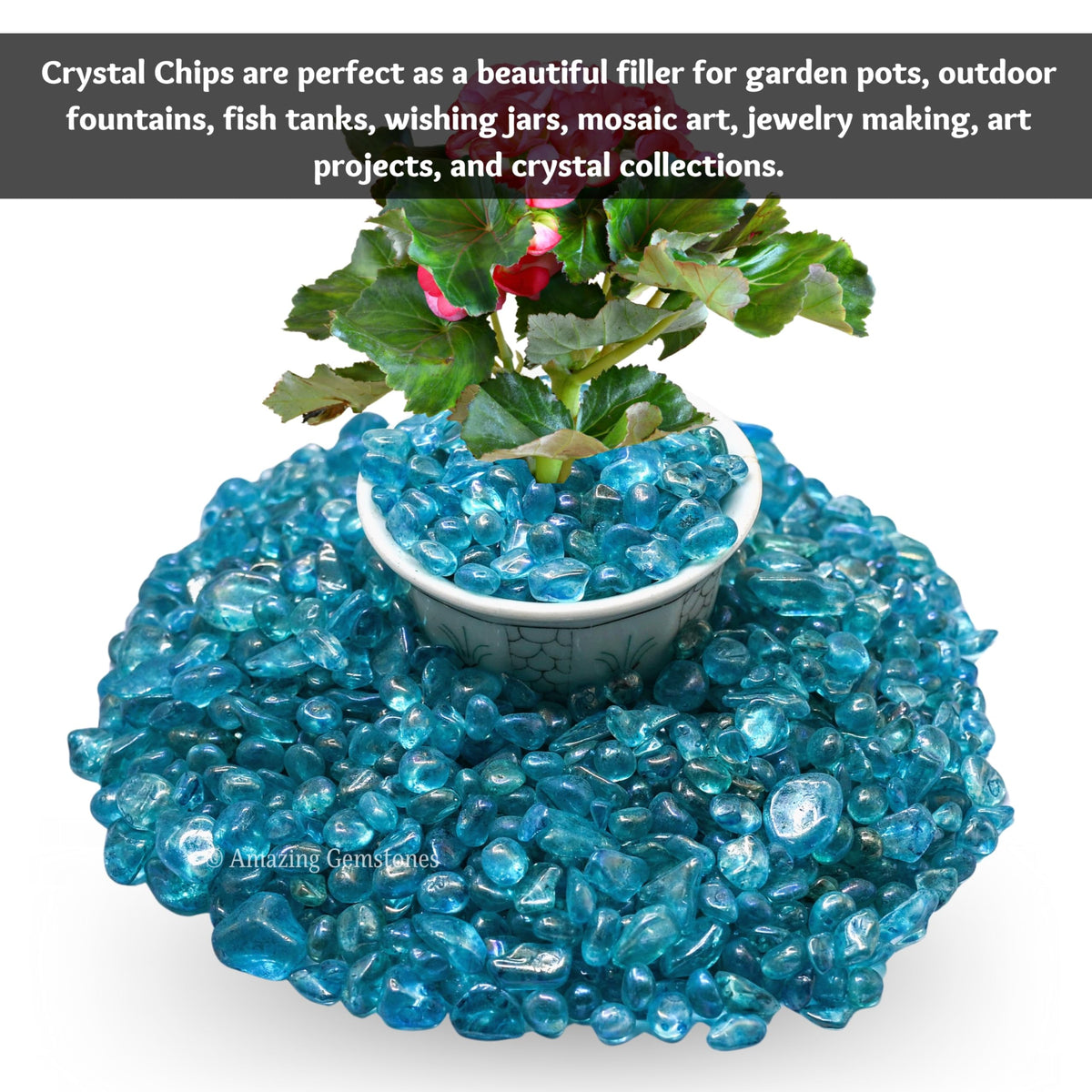 Amazing Gemstone Aqua Aura Quartz Crystal Chips Aquarium Gravel Rocks - Aura Quartz Chips Bulk Fish Tank Gravel, Small Tumbled Stone Chips, Tiny Crystals for Decoration (Natural AAA Grade Gemstones)