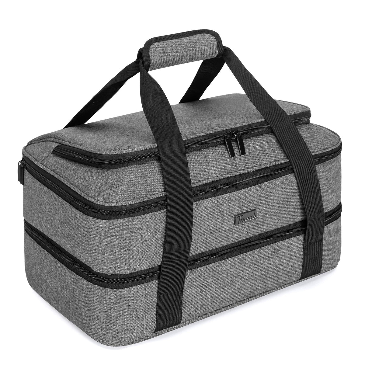 Trunab Casserole Carrier for Hot or Cold Food Insulated Casserole Dish Carrier Thermal Tote Bag for Picnic, Fits 9"×13" Baking Dish, 11 x 15 Foil Pans, Grey