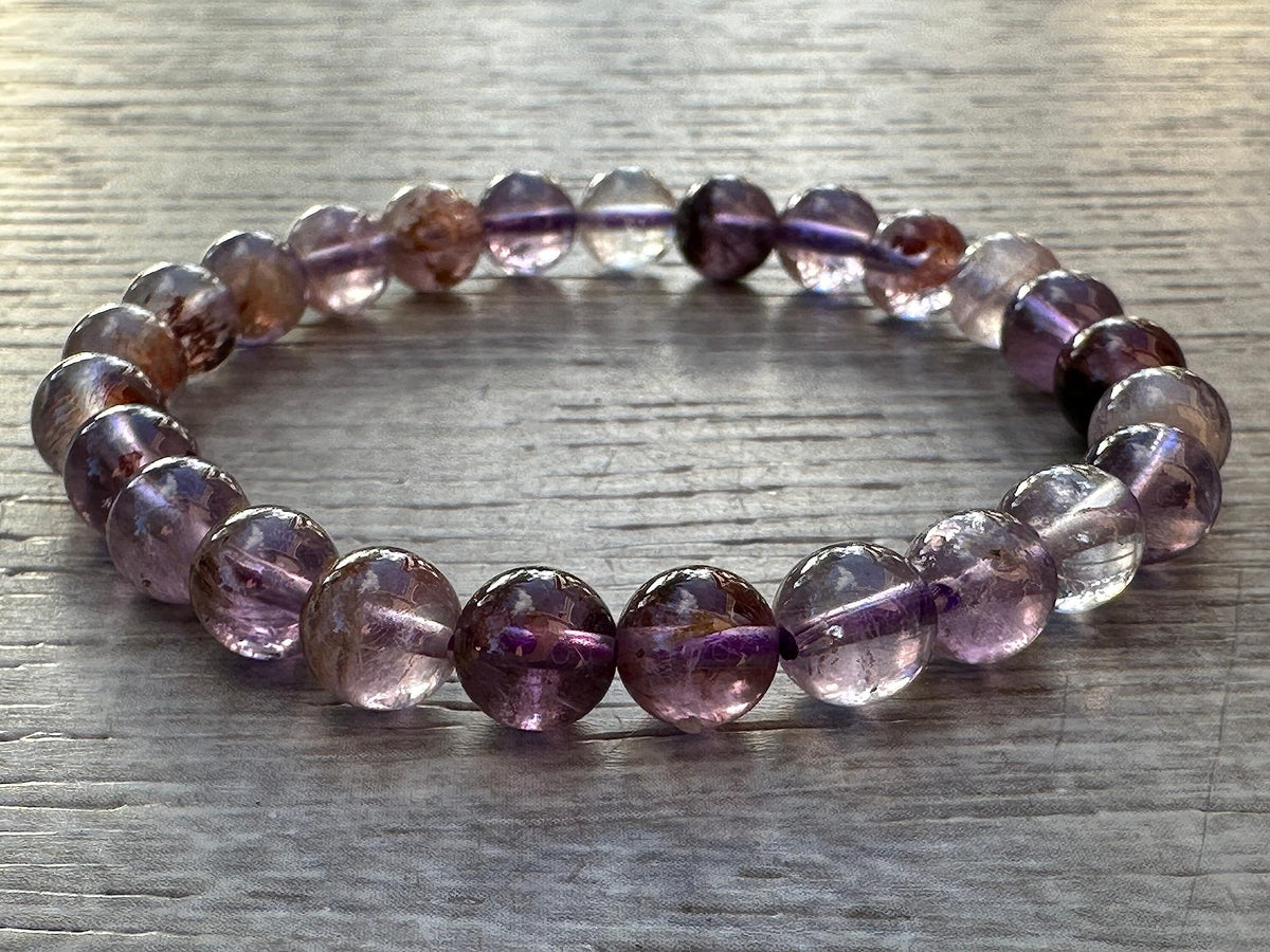 GAF TREASURES Super 7 Crystal Bead Bracelet 7-8mm, Genuine Super 7 Stretch Gemstone Bracelet, Healing Crystal Bracelet, Gift for Men & Women (1)
