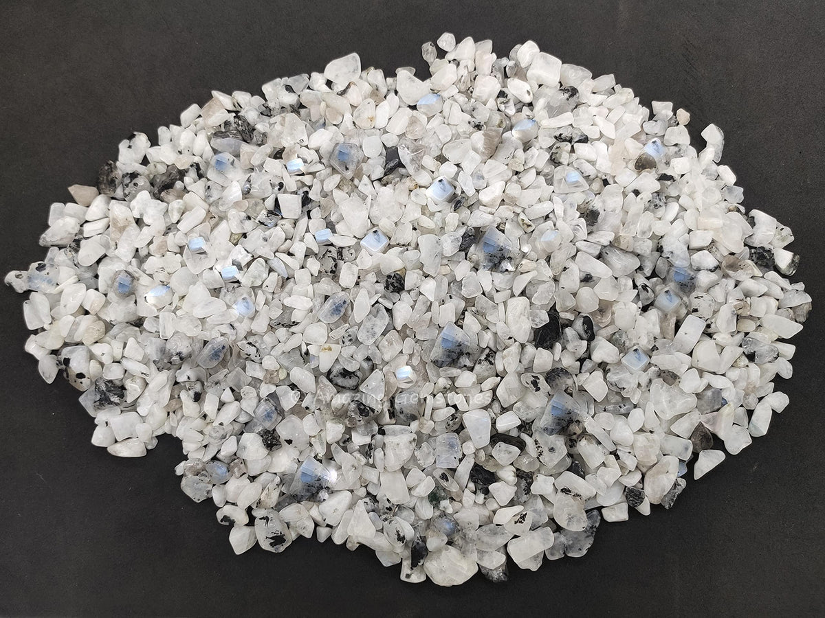 Amazing Gemstone Rainbow Moonstone Crystal Chips Aquarium Gravel Rocks - Bulk Fish Tank Gravel, Small Tumbled Stone Chips and Tiny Crystals for Decoration (Natural AAA Grade Gemstones)