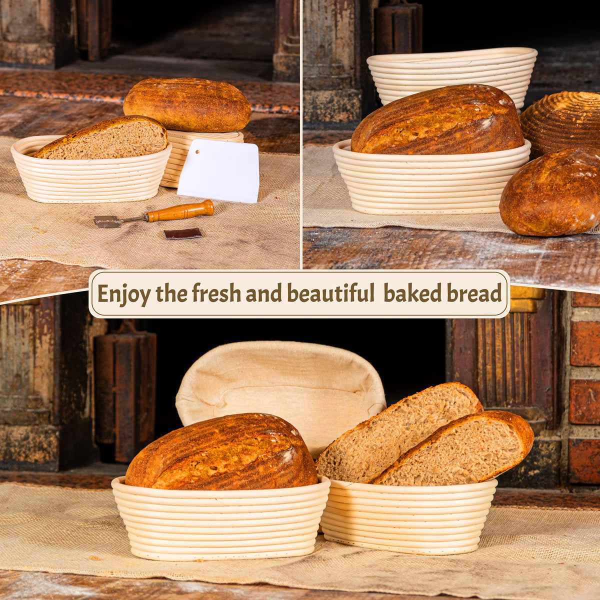 CRISS ELITE 11" Oval Banneton Proofing Basket Set of 2 - Sourdough Starter Kit with Bread Lame, Danish Whisk, Metal & Bowl Scrapers, Cleaning Brush - Professional Artisan Baker Gift Set