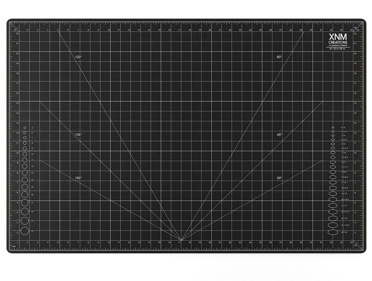 XNM Premium Self Healing Cutting Mat - 24 Inches by 36 inches - A1, 3 Layer Quality PVC Construction - Dual Sided, Imperial and Metric Grid Lines - Perfect for Cutting, Sewing, and Crafts