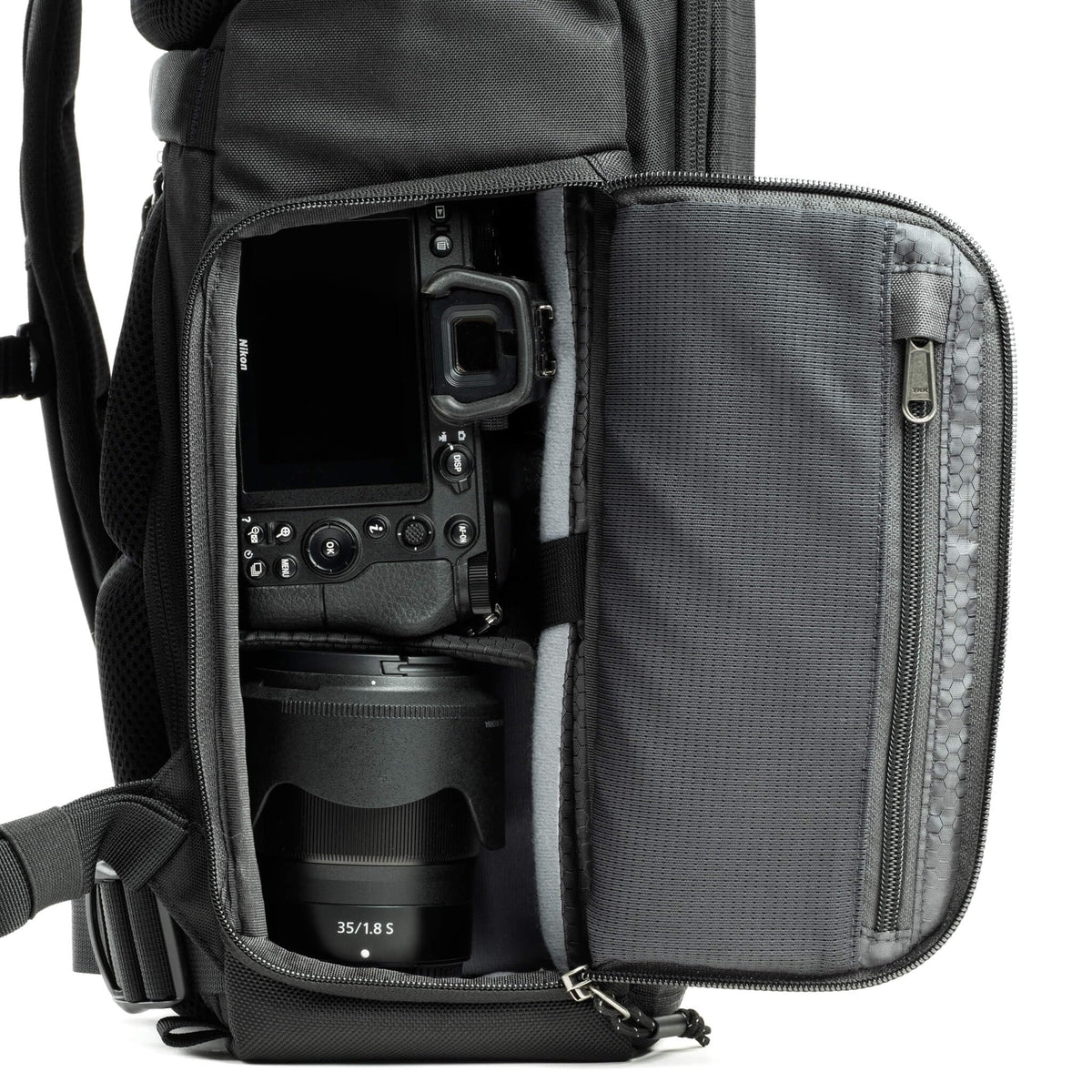 Think Tank FocusPoint 30L RollTop Camera Backpack - Greenway: Expandable Travel & Camera Backpack with Laptop Sleeve, Quick Side and Back Access, Rain Cover – Versatile Photography & Travel Bag