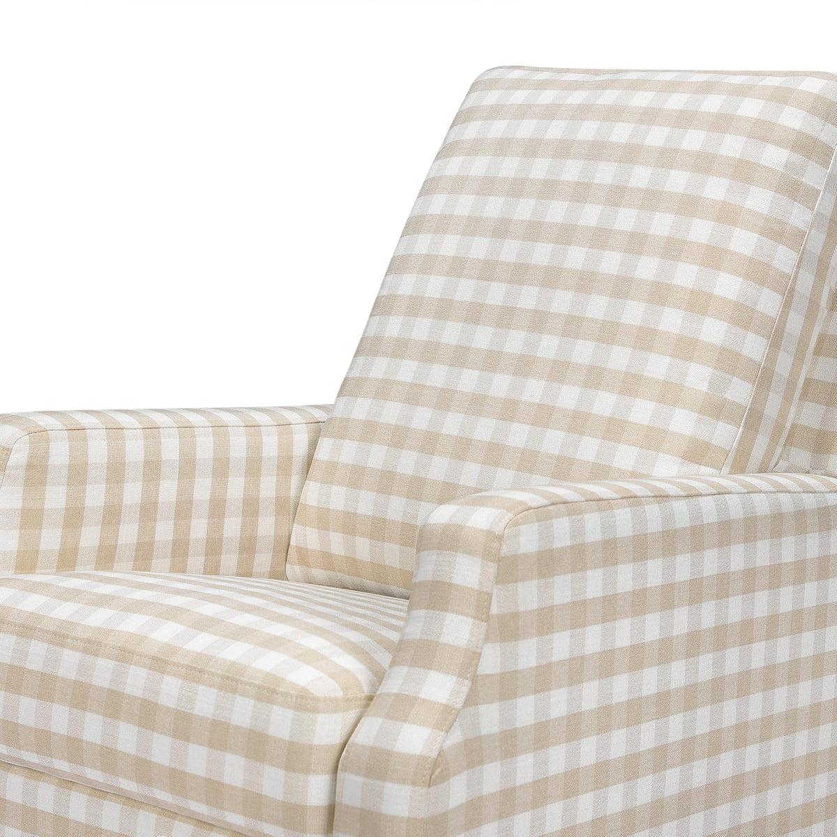 Namesake Crewe Glider Recliner Nursery Chair - GREENGUARD Gold & Certi-PUR US Certified Rocker Recliner - Glider Rocking Chair for Nursery & Living Room - Manual, 360° Swivel, Tan Gingham