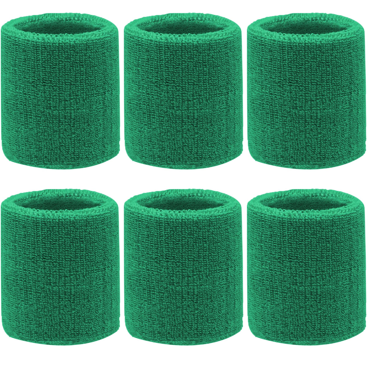 4.3 Inch Sports Wrist Sweatbands for Men Women, Absorbent Wrist Sweat Bands Tennis Wristbands Athletic Cotton Terry Cloth Sweatband for Basketball,Pickleball,Running,Gym,Work Out (6 Pack) -Dark Green