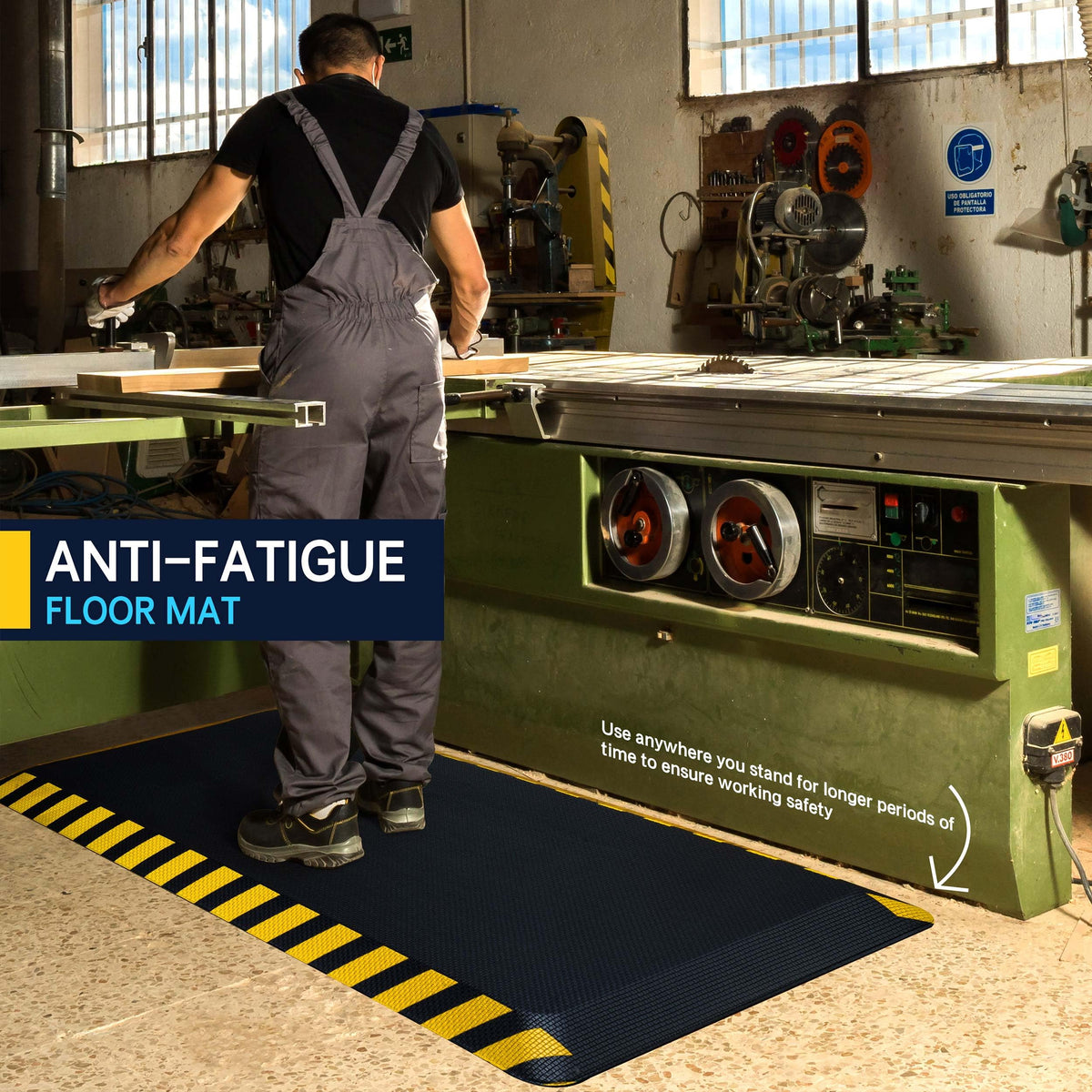 FEATOL Anti Fatigue Mat Industrial, Ergonomic Standing Floor Mat for Work for Stand -Safety Support for Leg & Back Pain(Yellow Border, 20" x 39", 1PC)