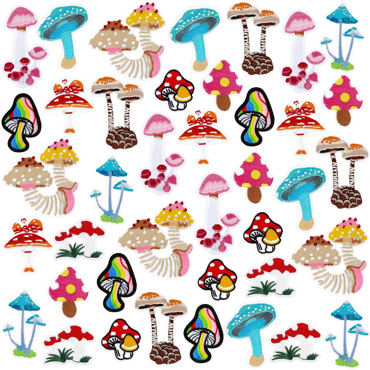 40 Pcs Mushroom Iron on Patches for Clothing 10 Styles Cute Mushroom Embroidered Sew Applique Repair Patches for DIY Jeans Jackets Backpacks Hat Sewing Craft Decoration