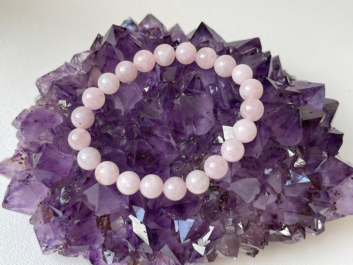 GAF TREASURES Rose Quartz Crystal Bead Bracelet, Genuine Rose Quartz Bracelet, Healing Crystal Bracelet Gift for Men & Women (1)