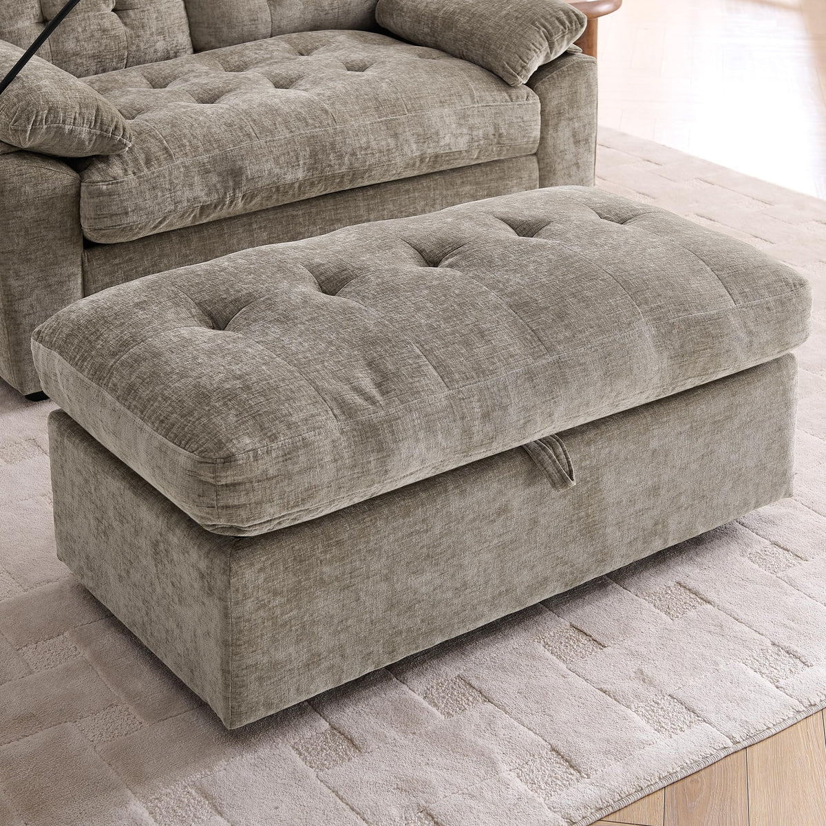 Eafurn 56" Convertible Loveseat Sofa Bed with Ottoman, Adjustable Loveseat Couch Sleeper Chair, Folding Futon Sofa with Phone Holder & Charging Port, Deep Seat Lounge Couch for Living Room