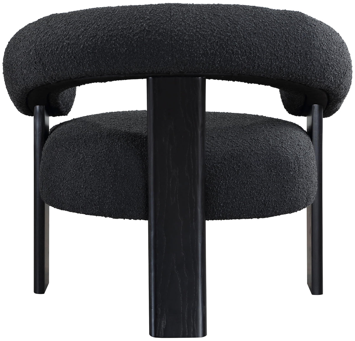 Meridian Furniture 497Black Winston Collection Mid-Century Modern Upholstered Accent Chair with Rich Boucle Fabric, Solid Wood Finished Legs, 35.5" W x 29" D x 30" H