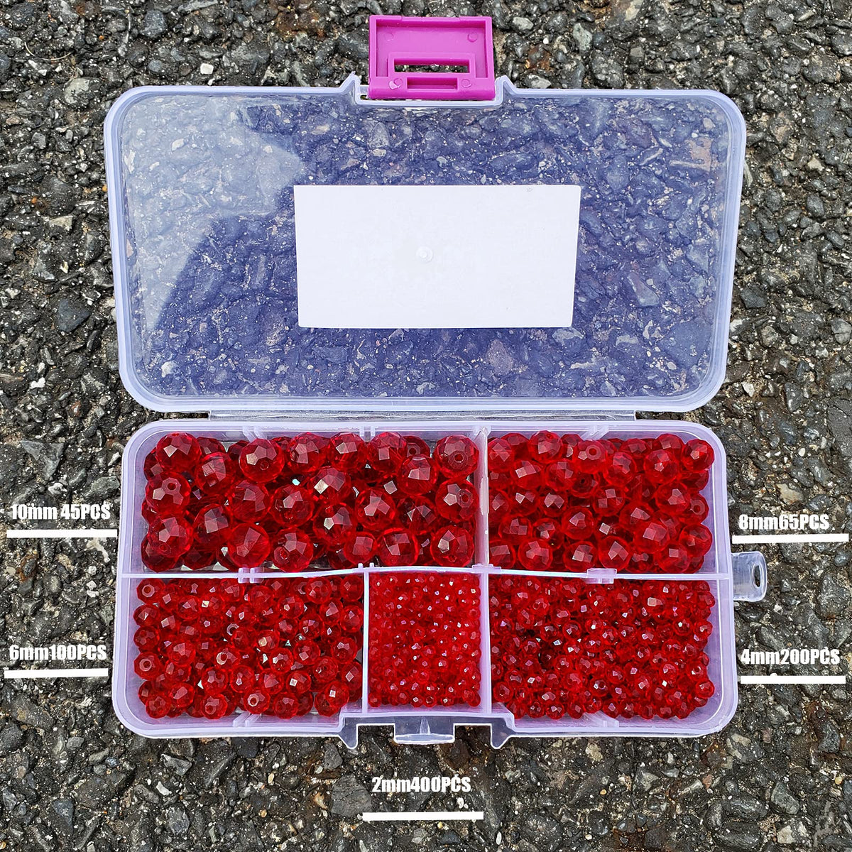 MEIUIJQ 2-10mm Briolette Rondelle 810pcs Red Crystal Glass Beads Faceted Shape Crystal Spacer Beads for Bracelet Necklace Decorative Hand Jewelry Making (2/4/6/8/10mm Red)